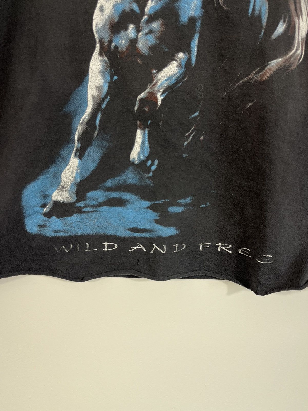 Vintage Sun Faded Thrashed Wild And Free Cropped Horse Tee Size US XL / EU 56 / 4 - 4 Thumbnail