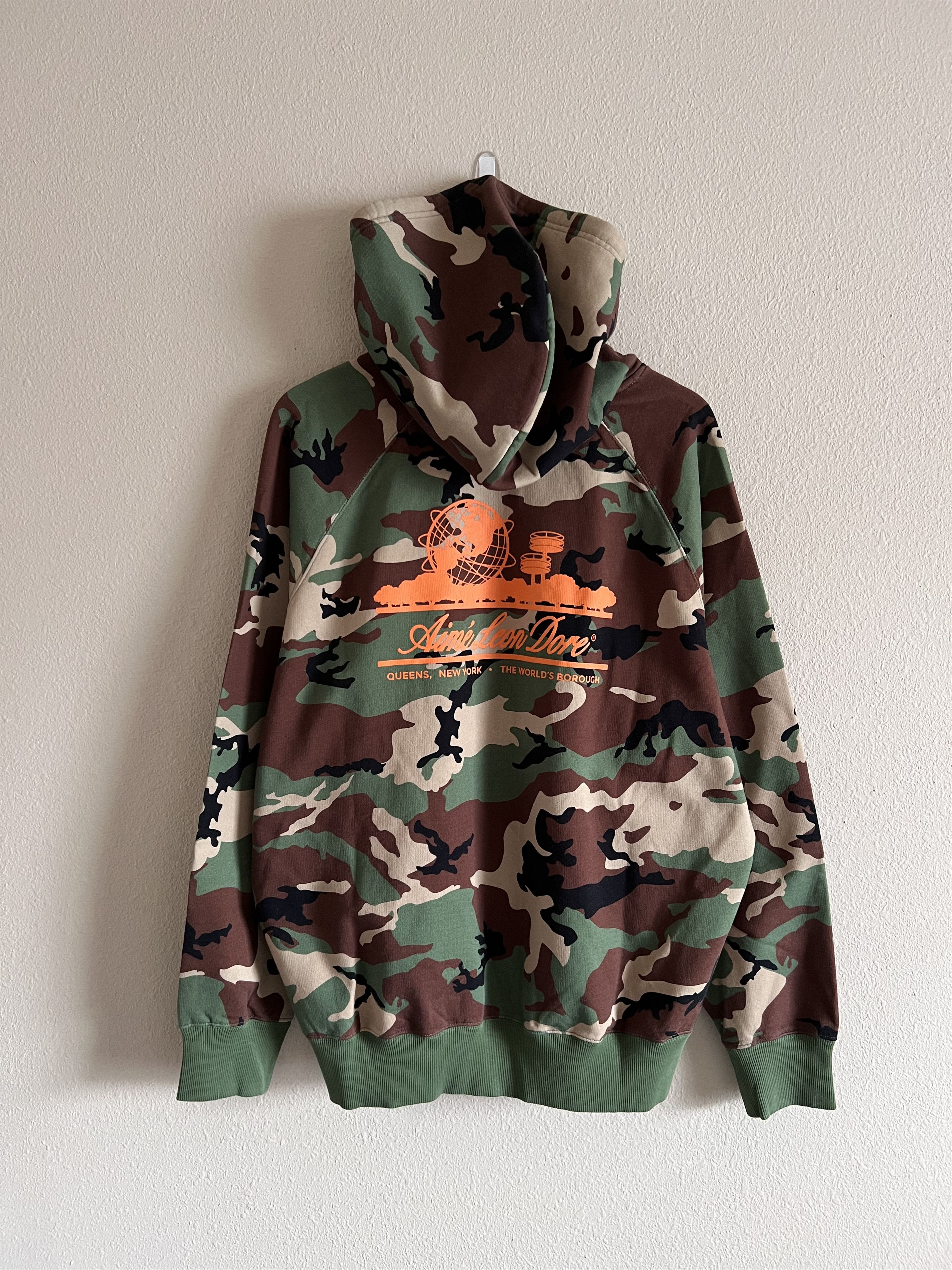 image of Aime Leon Dore Unisphere Hoodie In Woodland Camo in Green, Men's (Size XL)