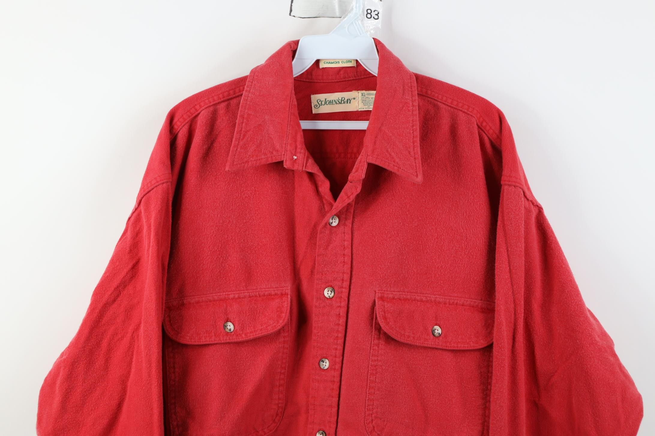 Vintage Vintage 70s Streetwear Chamois Cloth Button Shirt Red Size US XL / EU 56 / 4 - 2 Thumbnail