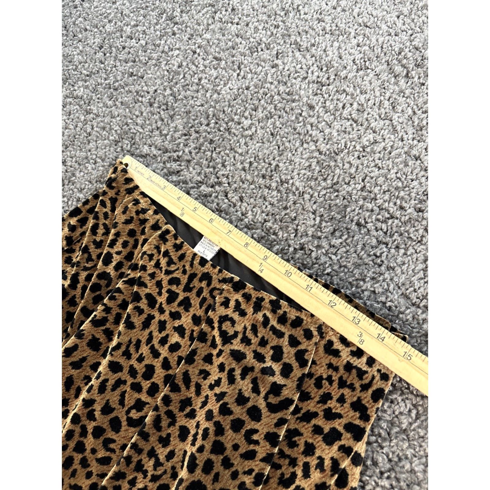 Vintage VINTAGE Notations Skirt Womens Large Midi Velvet Cheetah Animal Print Brown Polyester Spandex Mid Length Straight Pencil Mens? Size 36" / US 14 / IT 50 - 4 Thumbnail