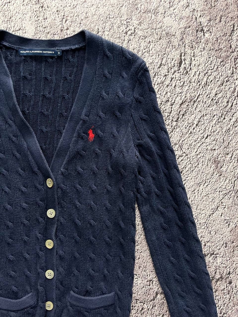 Ralph Lauren × Ralph Lauren Sport × Vintage Ralph Lauren Sport Cardigan Women's Blue Cable Knit Button Size M / US 6-8 / IT 42-44 - 3 Thumbnail