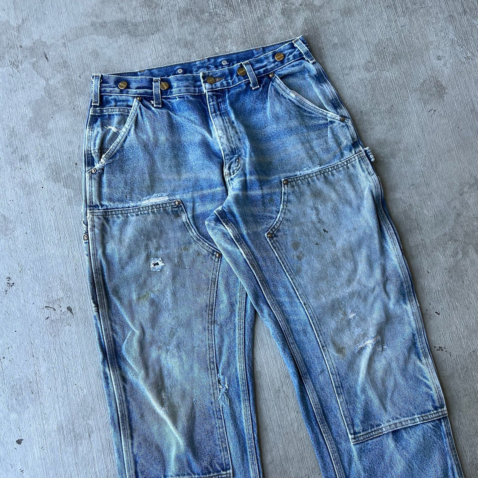 Carhartt × Vintage Carhartt faded denim blue jean double knee work wear pants Size US 32 / EU 48 - 2 Thumbnail