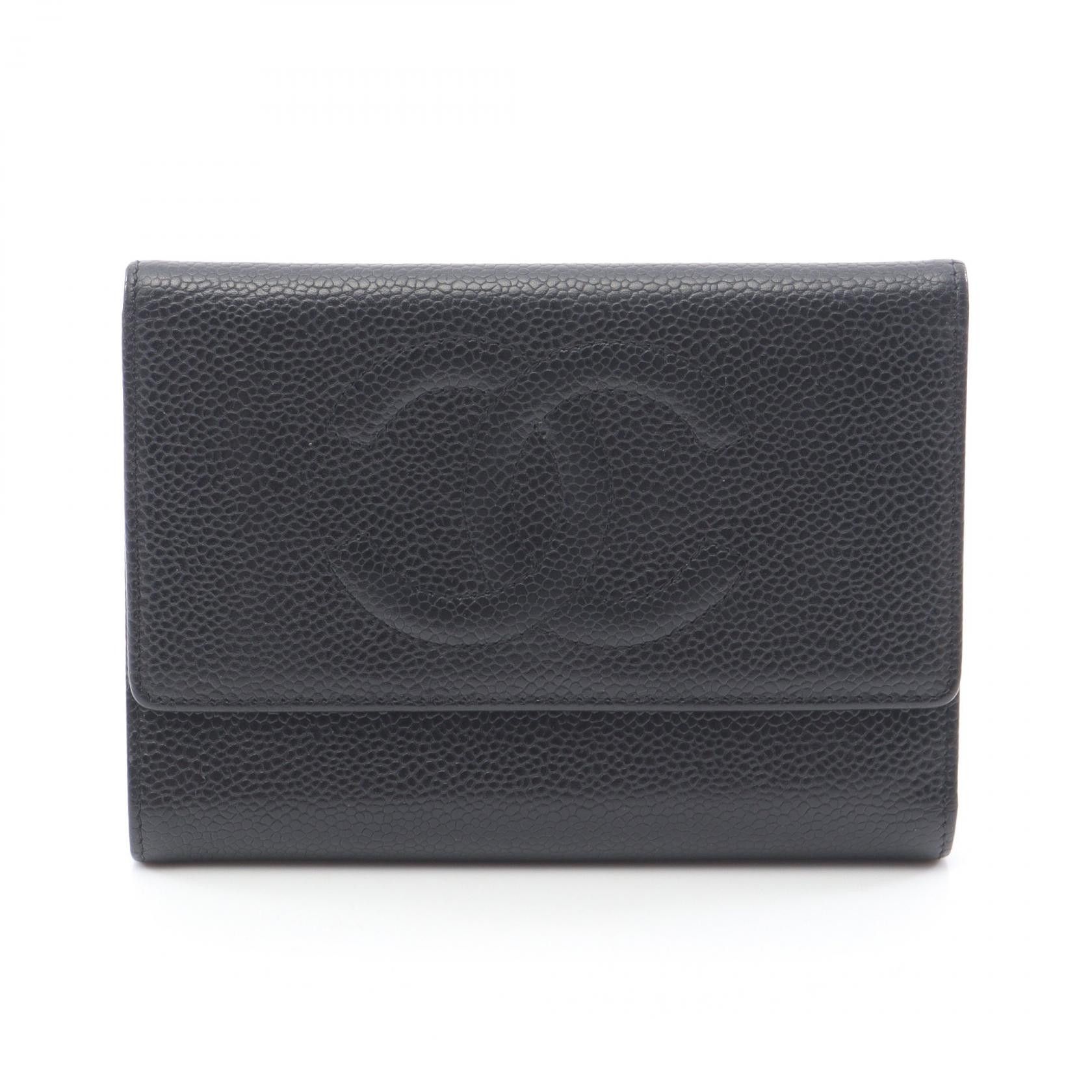 Chanel Chanel Chanel Coco Mark Grained Calfskin Wallet Leather Short Wallet Size ONE SIZE - 1 Thumbnail