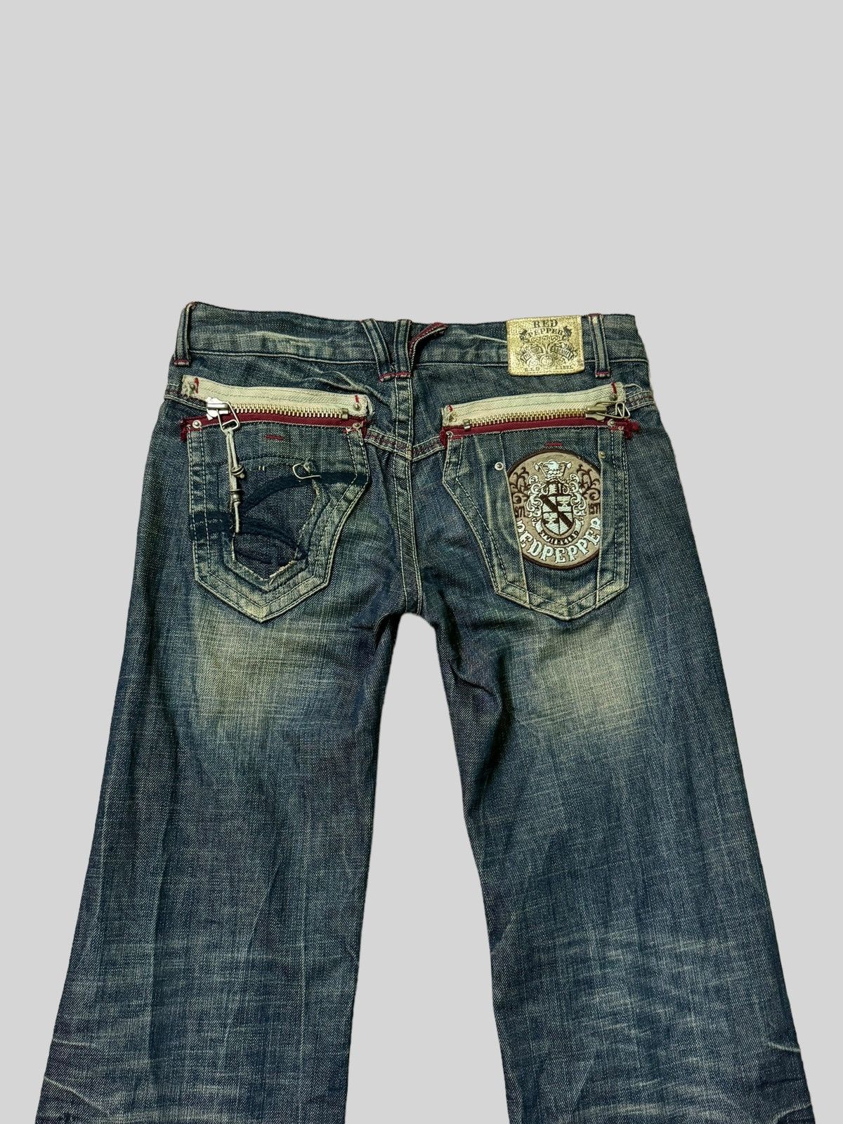 Japanese Brand Flare REDPEPPER Patches Zipper Clawmark Low Rise Denim Size US 29 - 9 Thumbnail