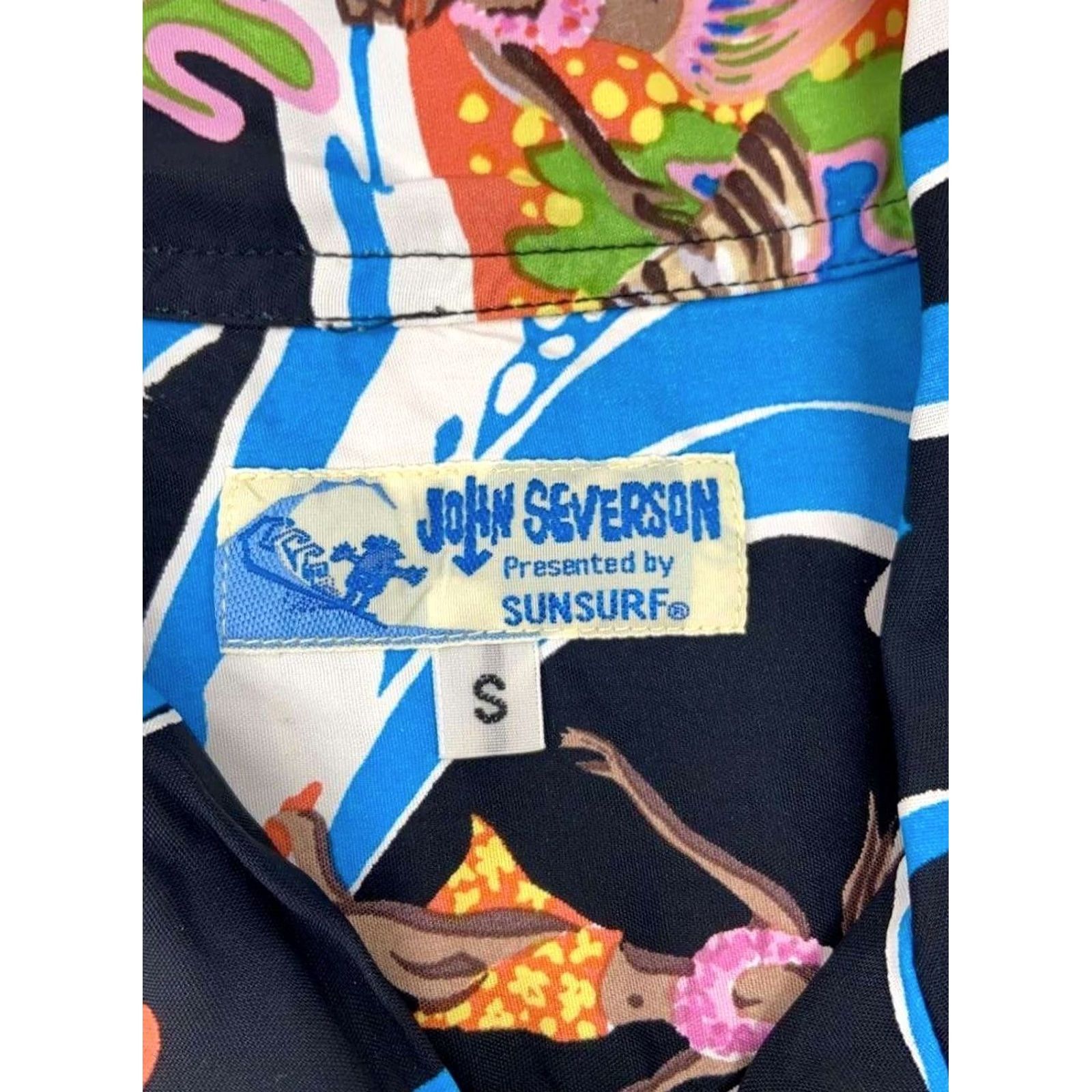 Sun Surf SUN SURF JOHN SEVERSON Aloha Shirt Men's Size S Black Rayon All-Over Print USED Size US S / EU 44-46 / 1 - 4 Thumbnail