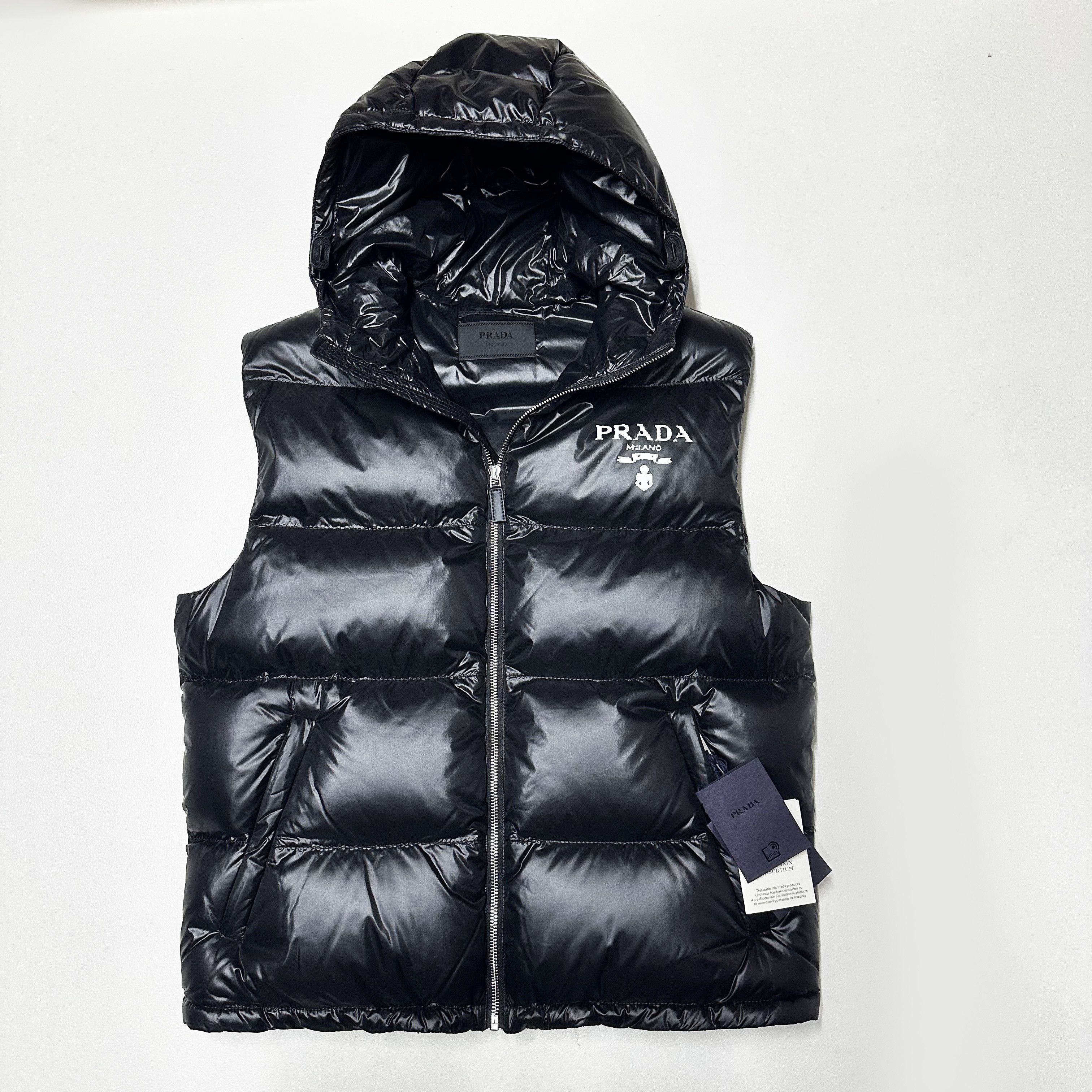 Prada mens size S M black re-nylon Jacket gilet Vest