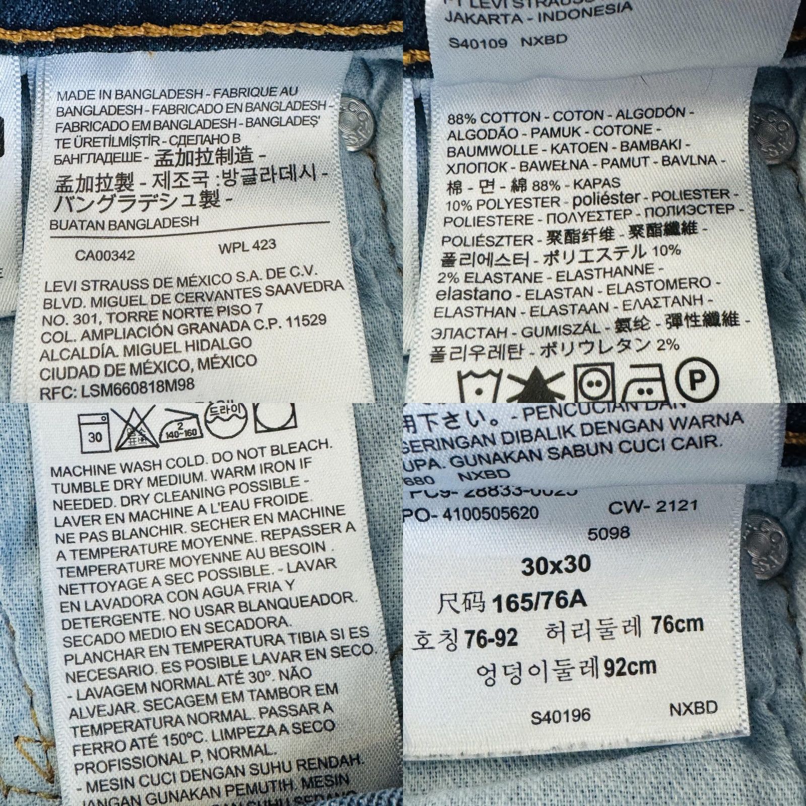 Levi's Levi's 512 Jeans Slim Tapered Zip Fly 30x30 Blue Dark Wash Denim Logo Pockets Men Size US 30 / EU 46 - 8 Thumbnail