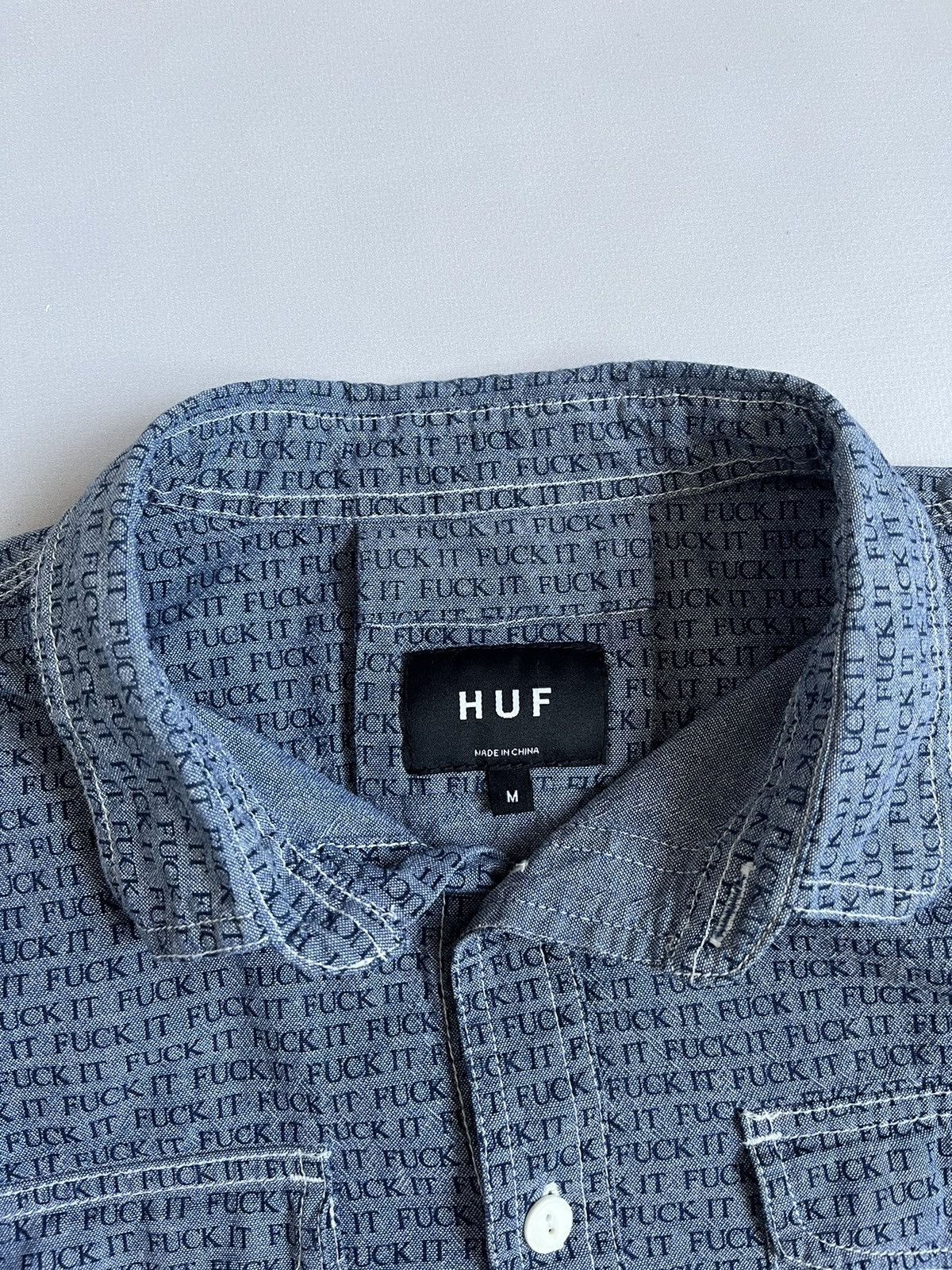 Huf × Thrasher HUF Unisex Blue Chambray Workwear Cat Eye Button Up Shirt Size US M / EU 48-50 / 2 - 4 Thumbnail