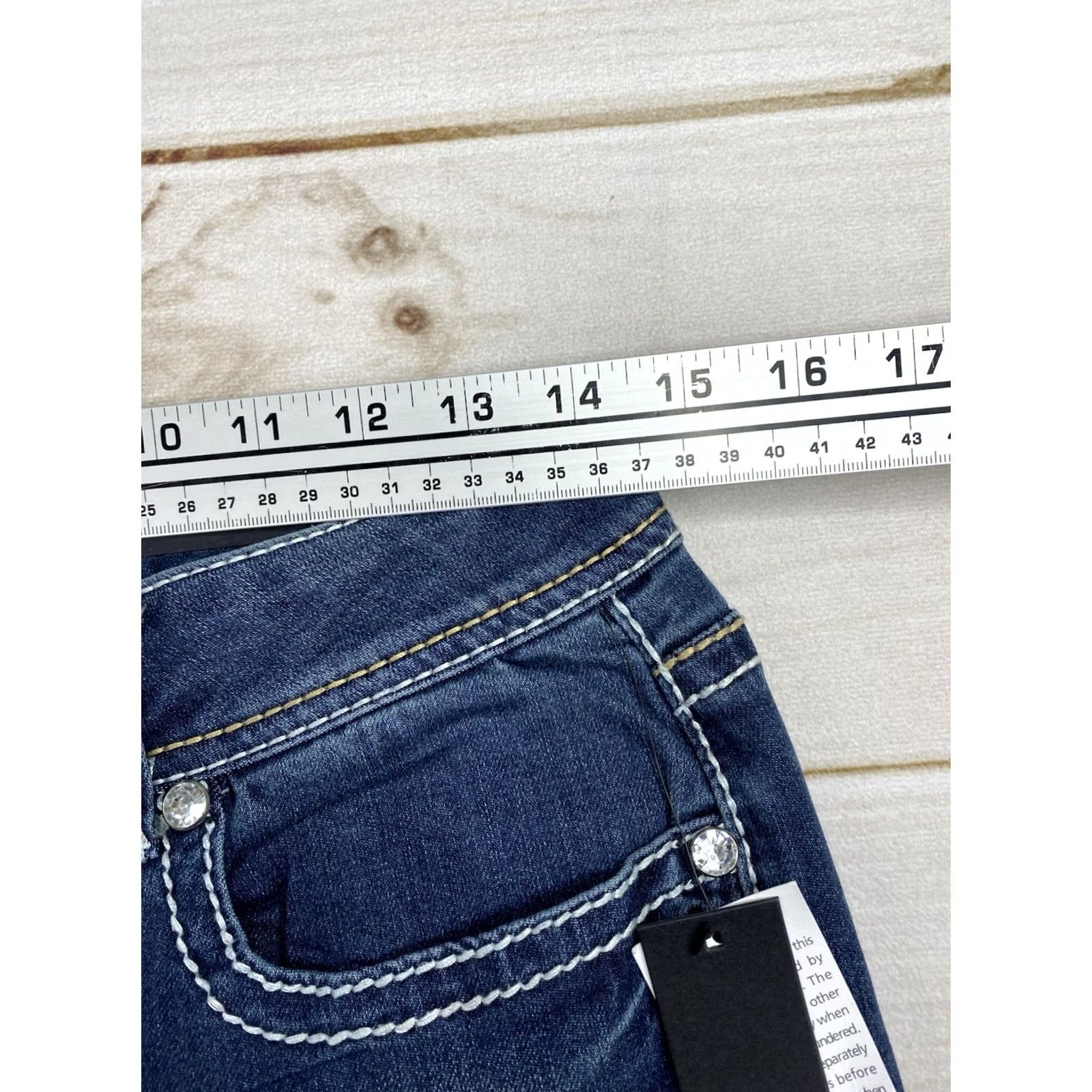 Apt. 9 Apt 9 Bootcut Jeans Sz 8 Dark Blue Denim Embellished Back Flap Pockets NWT Size 29" - 4 Thumbnail