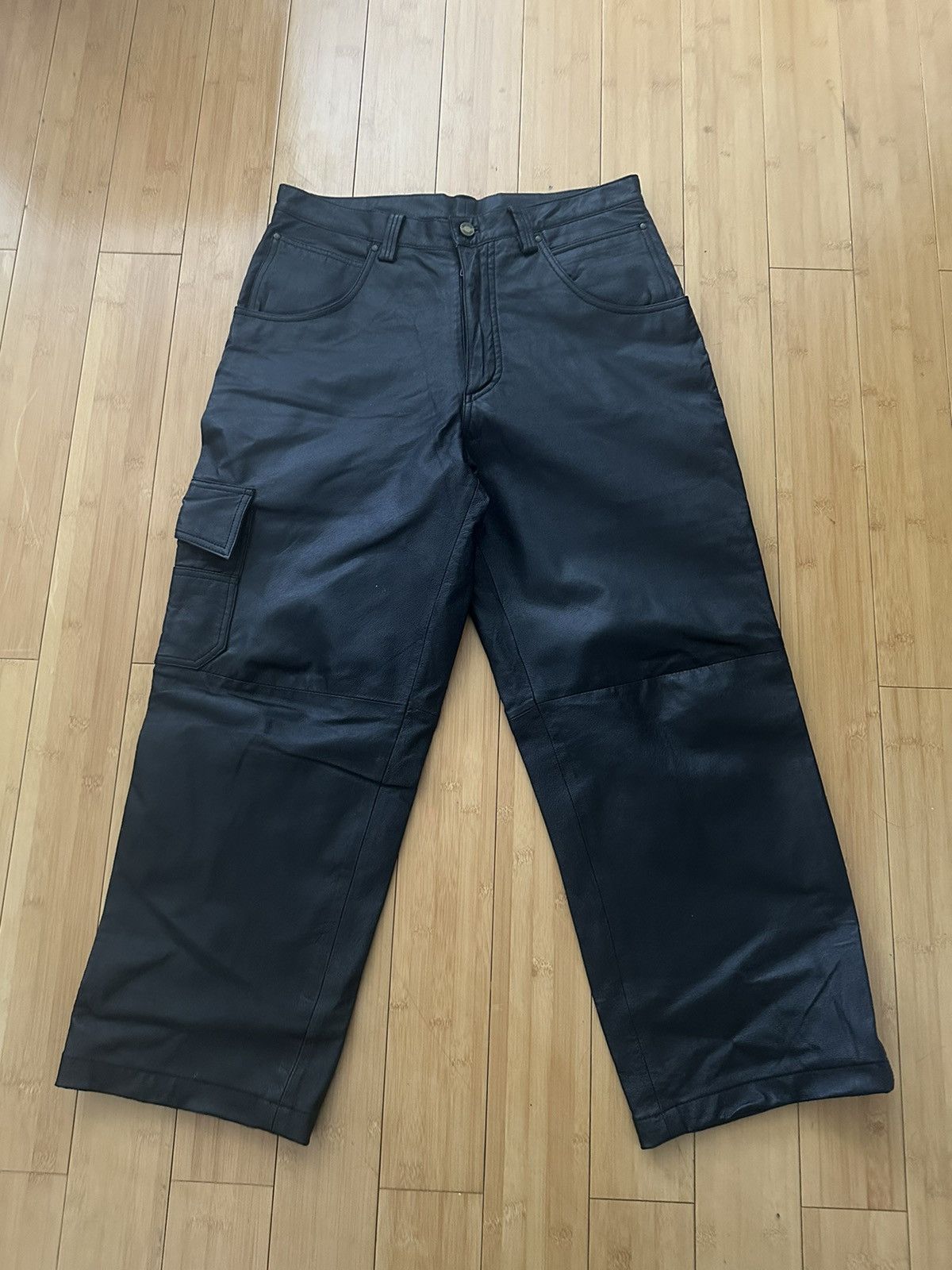 image of Leather Cargo Pants in Black, Men's (Size 32)