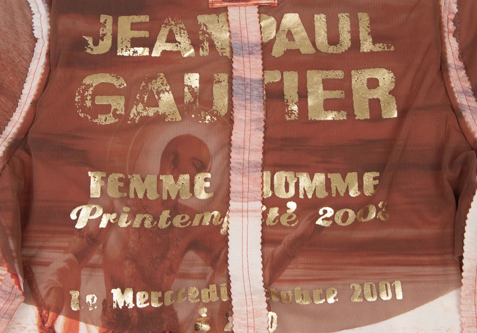 Jean Paul Gaultier Shoulder Pad Pinked Cut T-Shirt in Orange and White Size US M / EU 48-50 / 2 - 17 Thumbnail