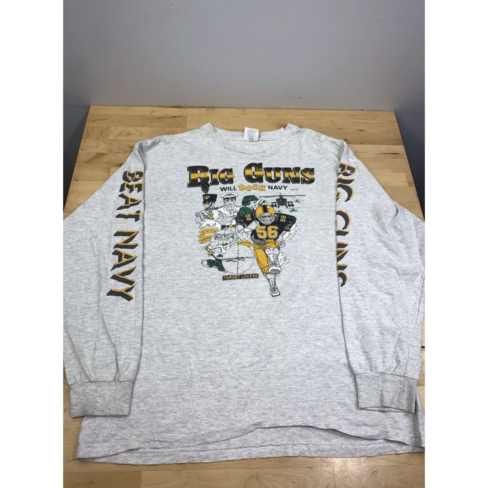 Vintage VINTAGE Belton US Army Football Shirt Mens XL 90s Gray Double-Sided Crew Neck Long Sleeve Graphic Print Size US XL / EU 56 / 4 - 2 Thumbnail