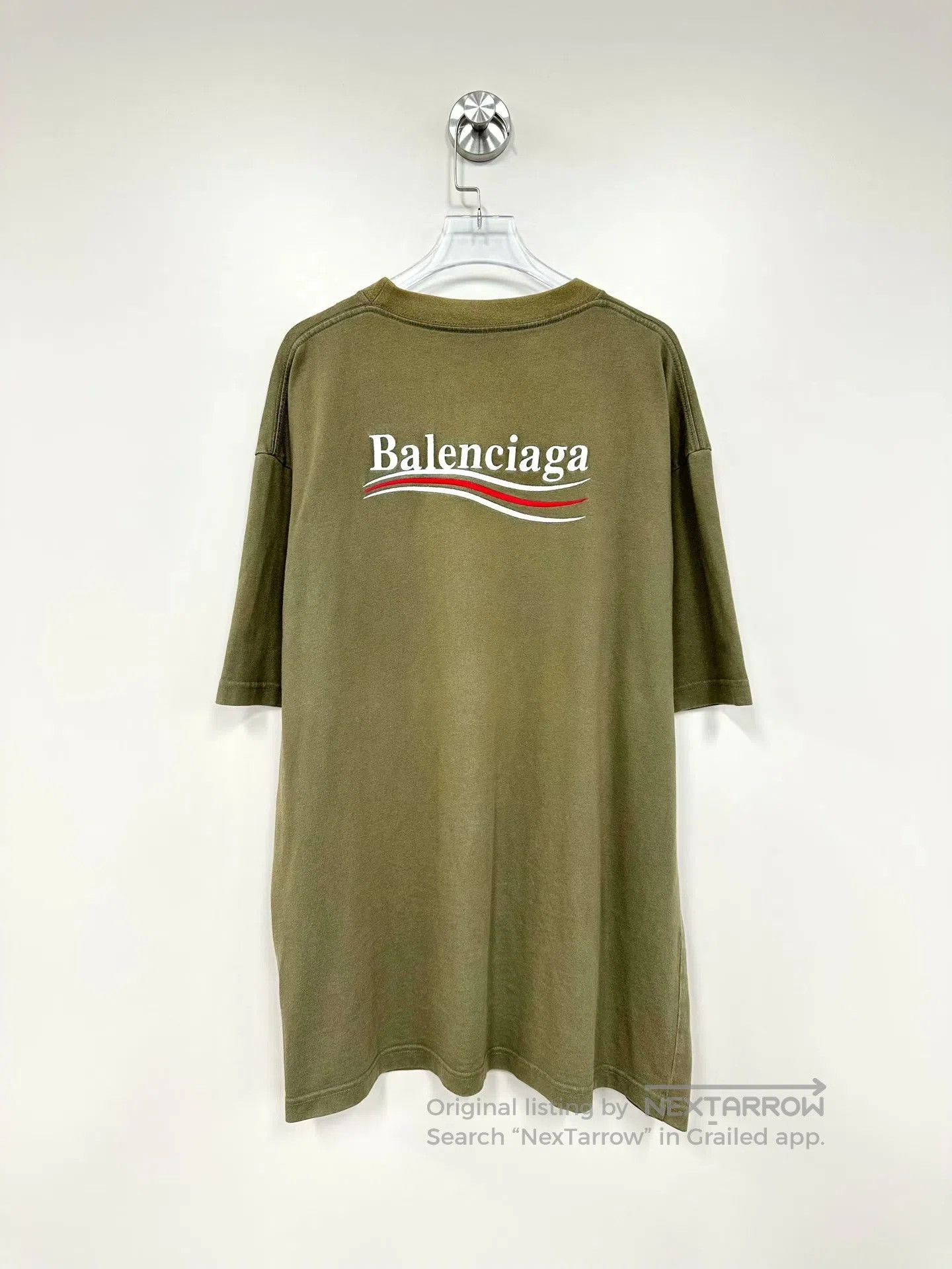 Balenciaga Balenciaga Olive Green Embroidered Logo Coke Short Sleeve| Size US M / EU 48-50 / 2 - 2 Thumbnail
