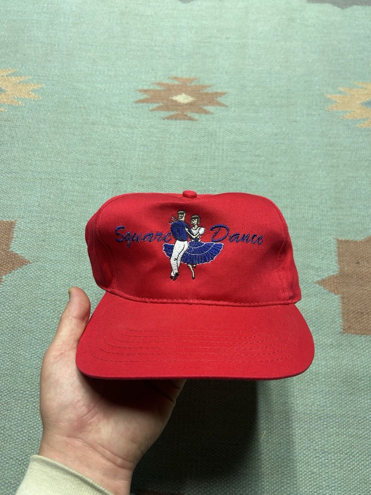 Vintage Vintage SnapBack hat square dance embroidered blue red Size ONE SIZE - 2 Thumbnail