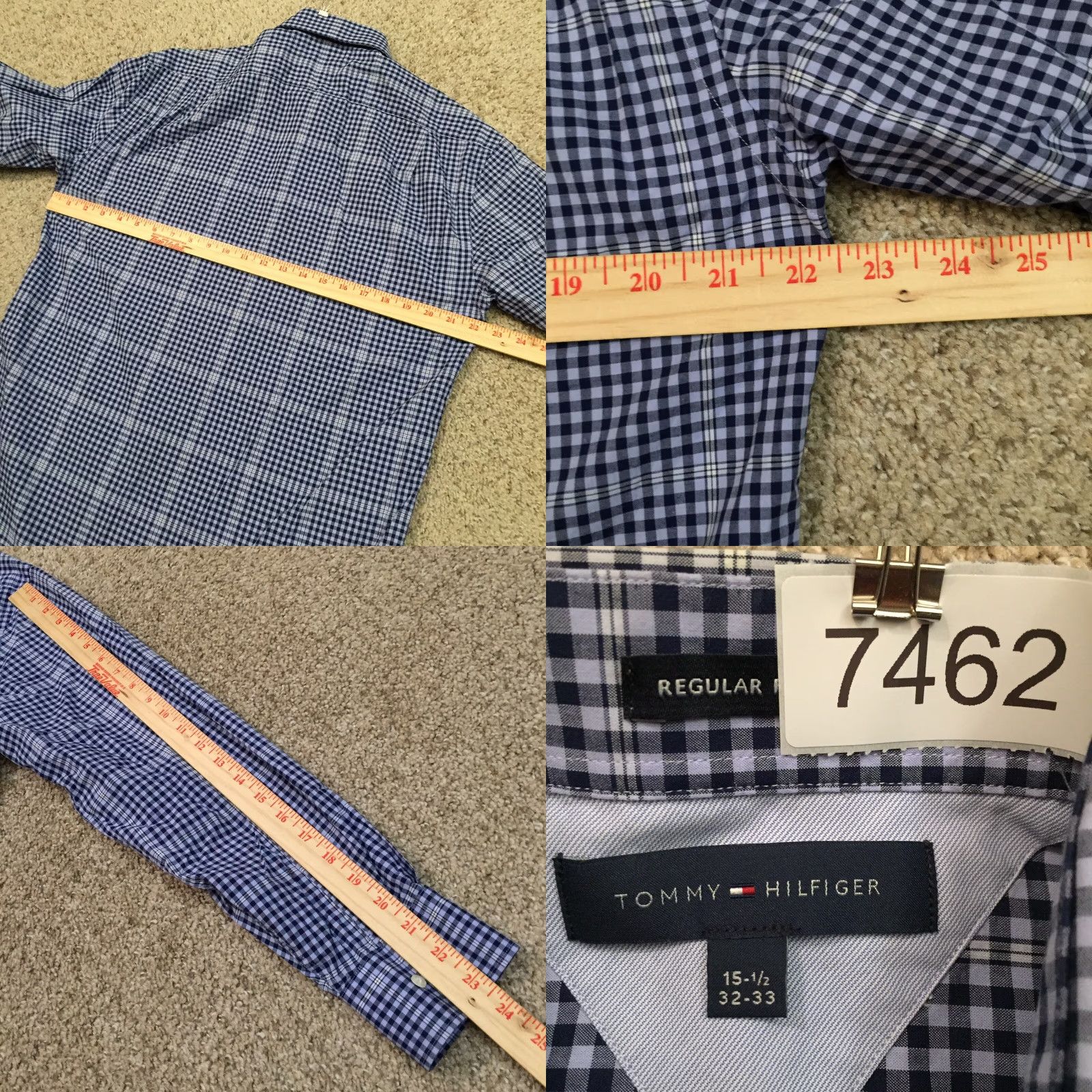 Tommy Hilfiger Tommy Hilfiger Shirt Mens 15.5 Blue Plaid Long Sleeve Button-Up Regular Fit Size US L / EU 52-54 / 3 - 8 Thumbnail