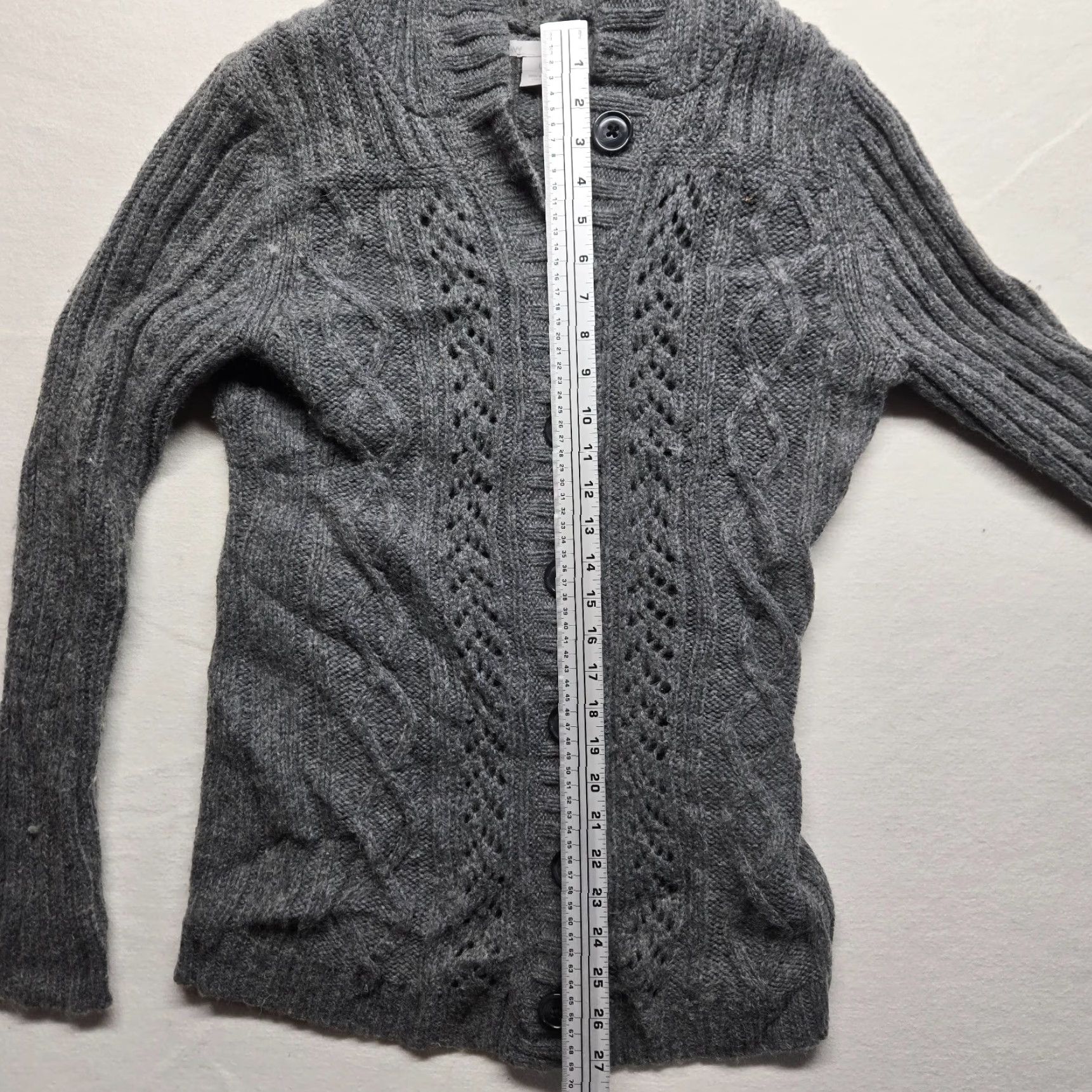 Old Navy Old Navy Sweater Gray Wool Blend V Neck Cable Knit Hoodie Large Womens Size L / US 10 / IT 46 - 7 Thumbnail