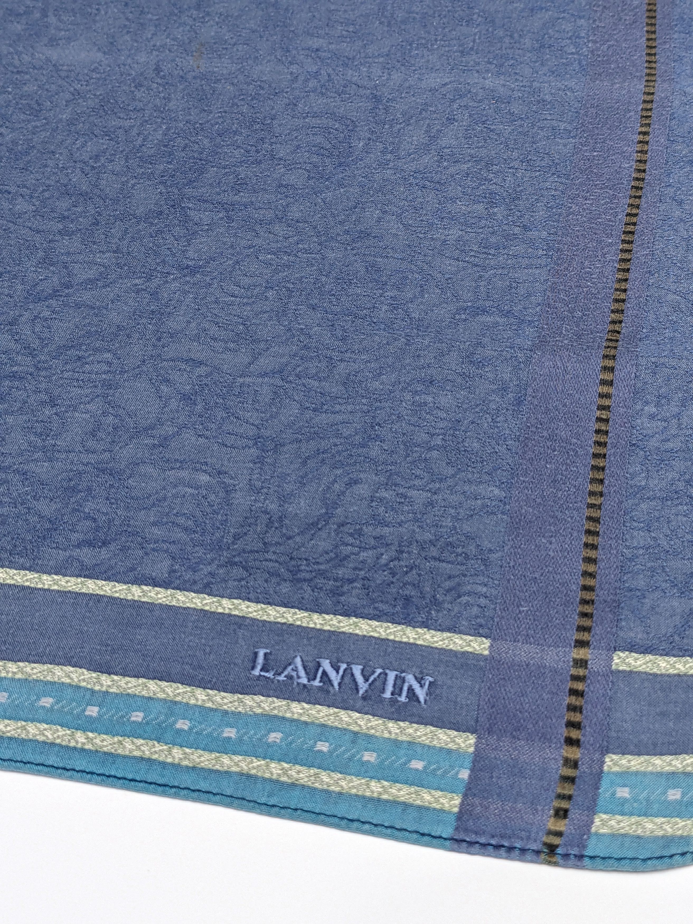 Lanvin Vintage LANVIN Paris Designer Blue Jacquard Paisley Size ONE SIZE - 2 Thumbnail