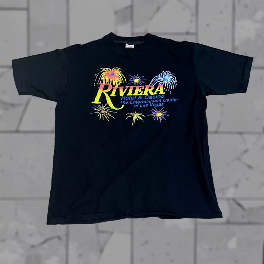 Rivieras VINTAGE Single Stitch Horizon Teeez Riviera Hotel Las Vegas Graphic Tee Mens L Black Shirt Size US L / EU 52-54 / 3 - 1 Thumbnail