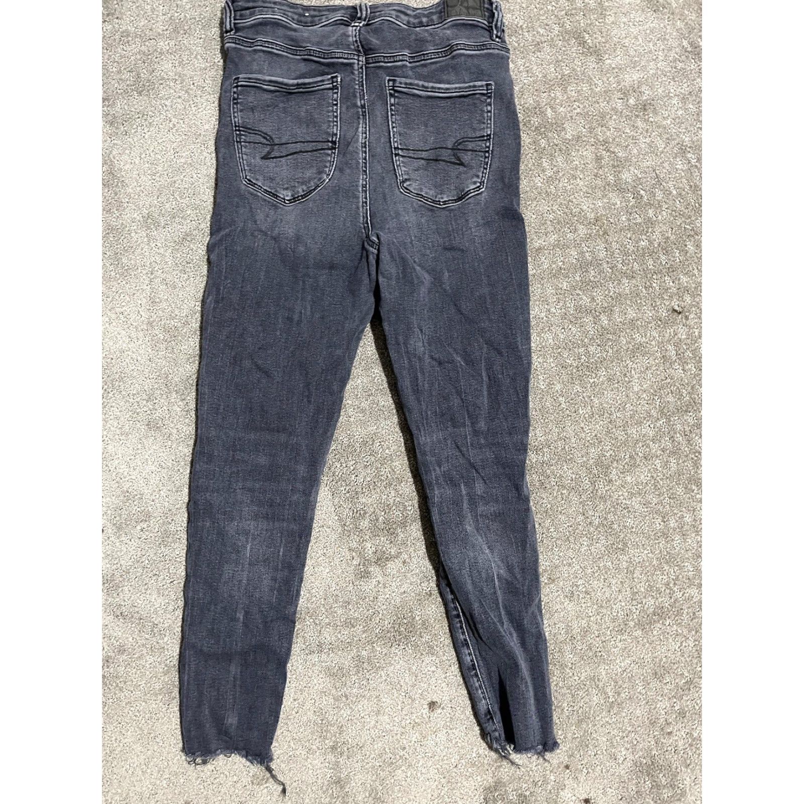 American Eagle Outfitters American Eagle Blue Jegging Pants 10S Hi-Rise Super Stretch Destroyed Raw Hem Women 10 Blue Jeans Denim Style Size 32" / US 10 / IT 46 - 3 Thumbnail