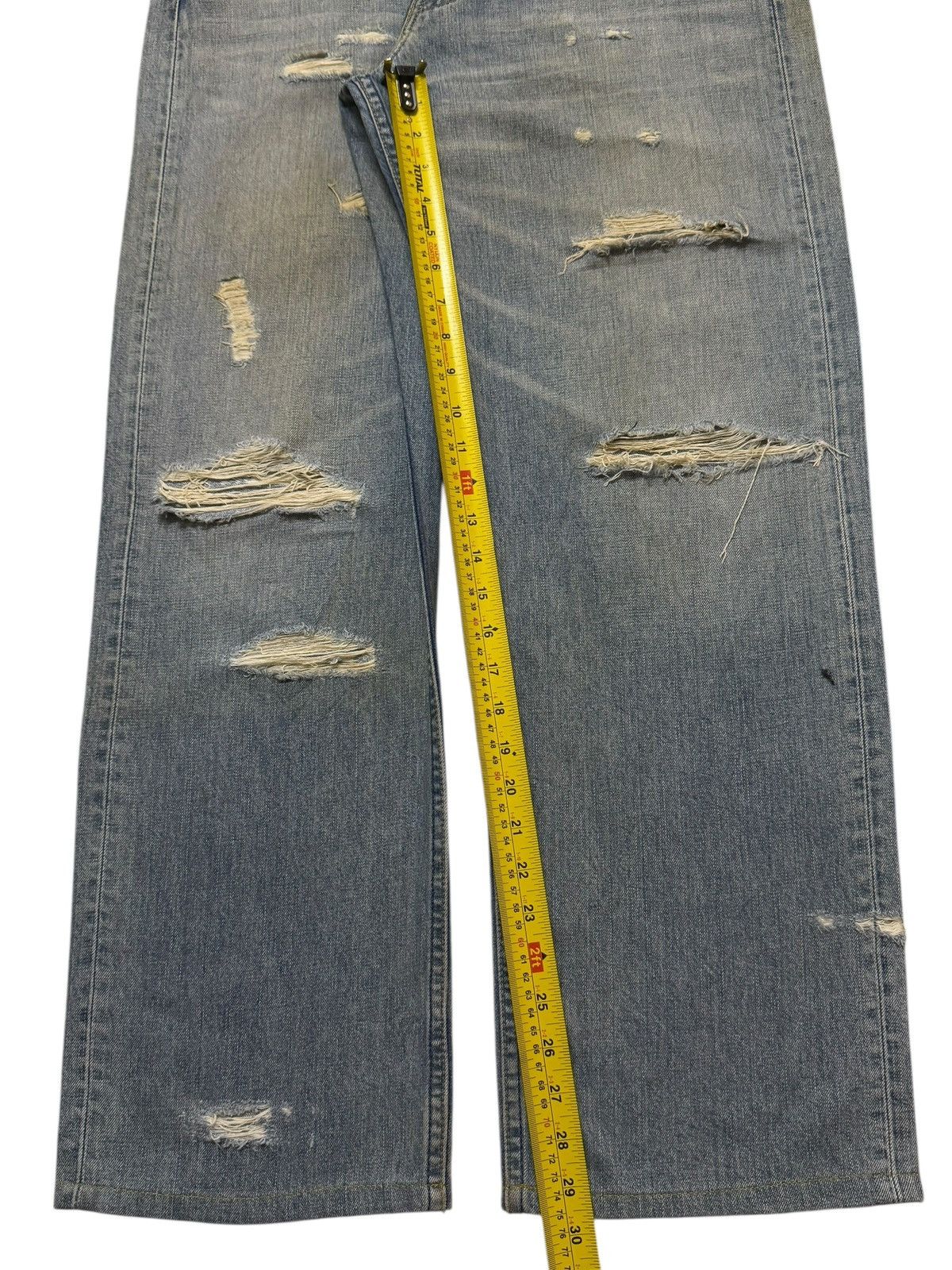 Levi's Vintage 90s Levis 503 Blue Faded Wash Ripped Wide Leg Baggy Size US 34 / EU 50 - 11 Thumbnail