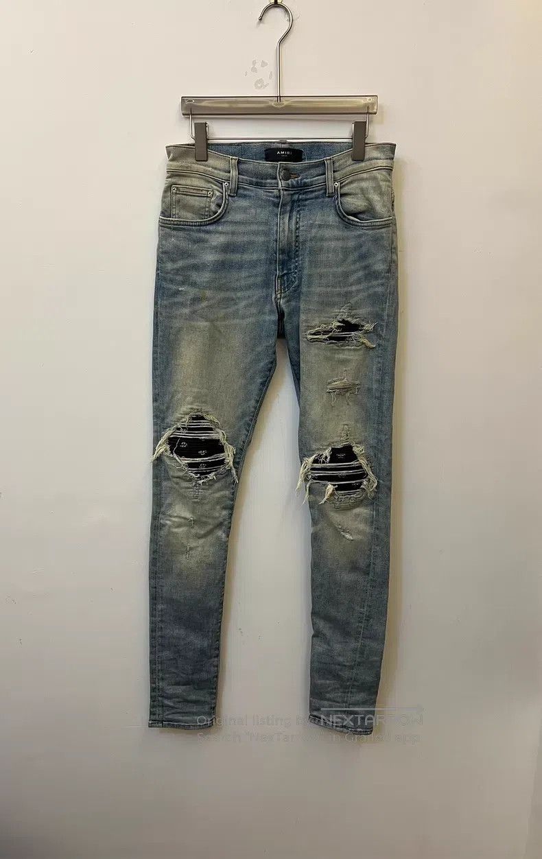 Amiri Amiri Distressed knife-cut cashew flower denim pants Size US 32 / EU 48 - 1 Thumbnail