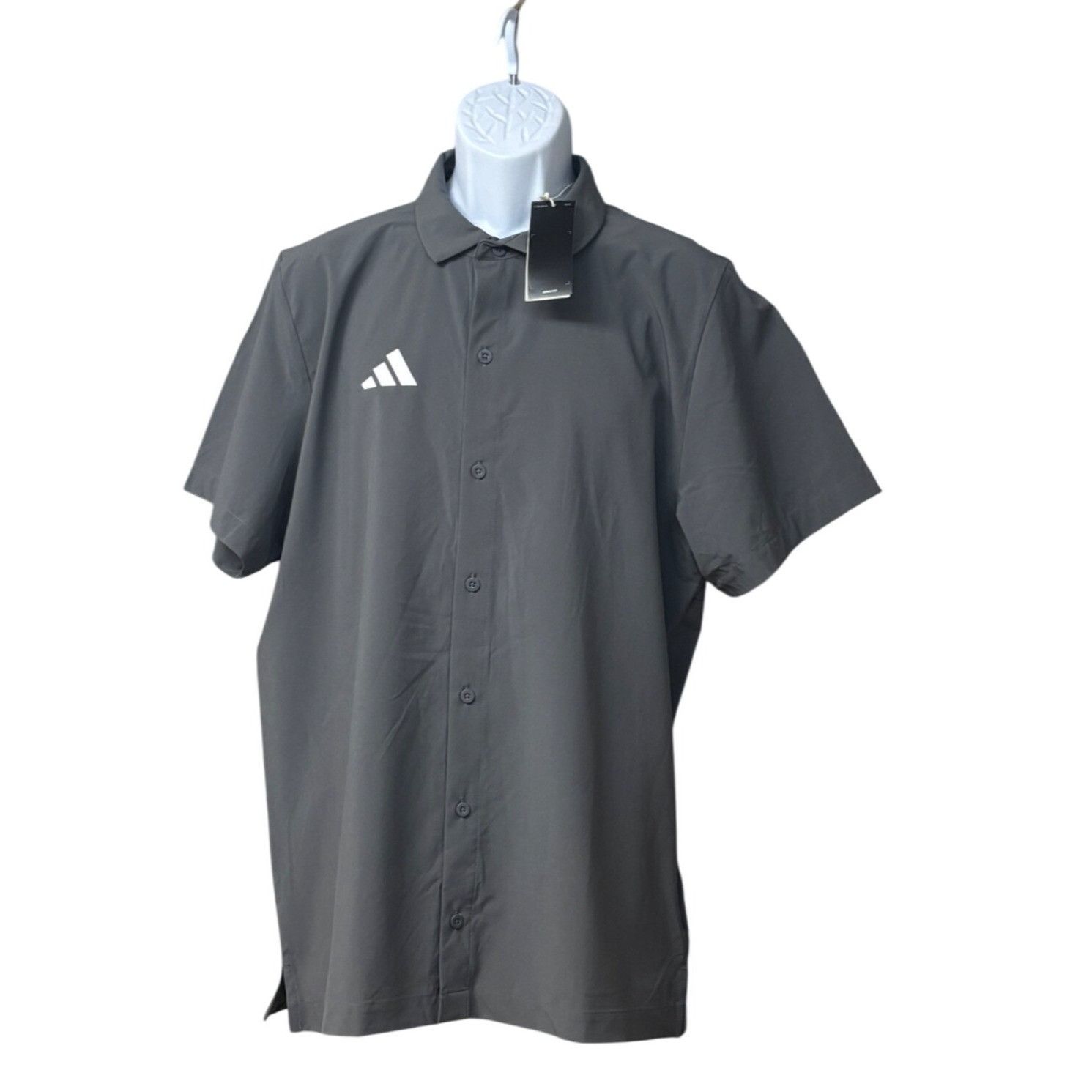 Adidas Adidas Men’s Short-Sleeve Button-Up Polo Shirt, Sz. M, Gray Size M / US 6-8 / IT 42-44 - 1 Thumbnail