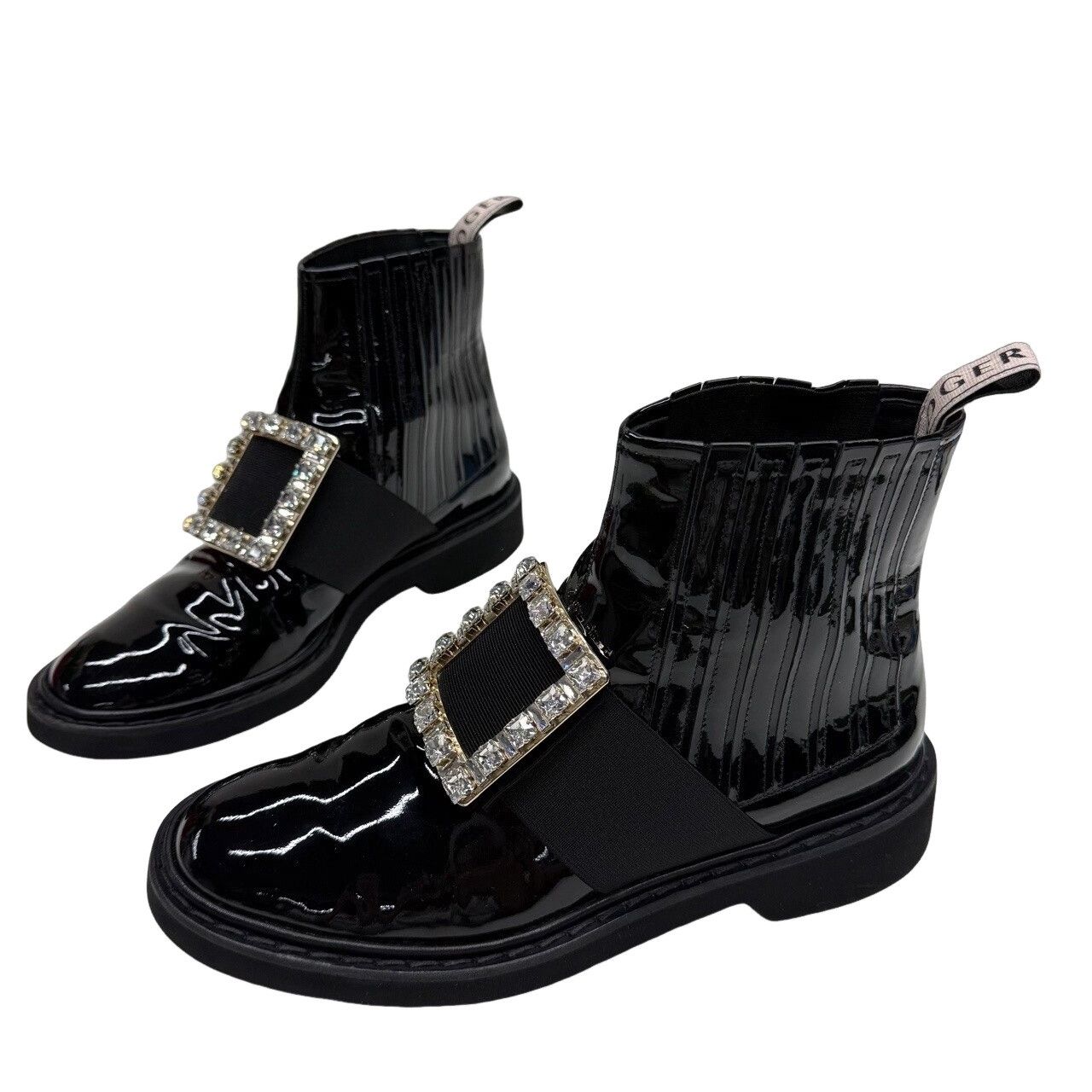 Roger Vivier Roger Vivier Patent Crystal Buckle Chelsea Boots Size 37.5 Size US 7.5 / IT 37.5 - 1 Thumbnail