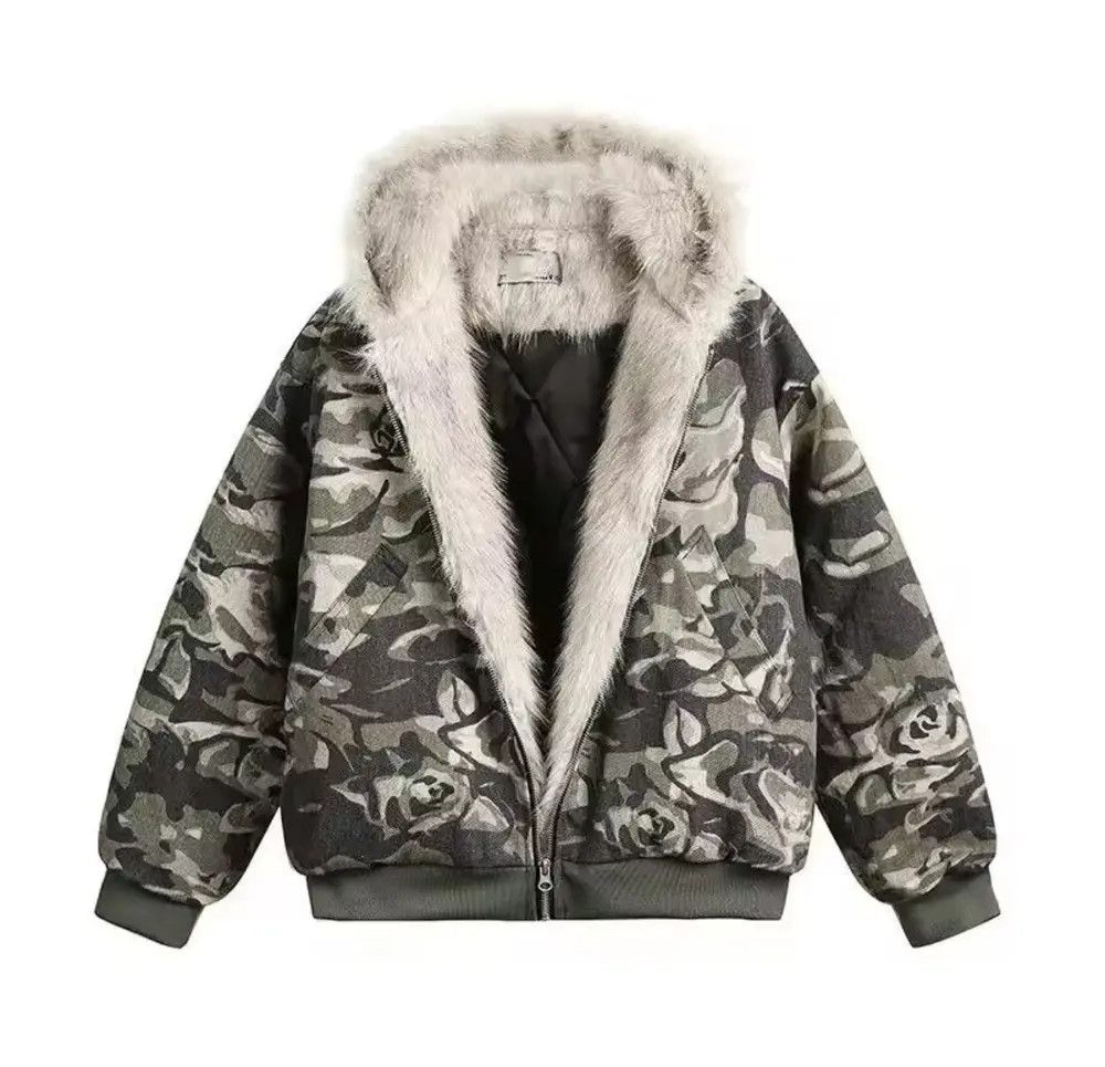 Japanese Brand Camouflage Fur Collar Padded Jacket Men Y2K Vintage Size US S / EU 44-46 / 1 - 1 Thumbnail