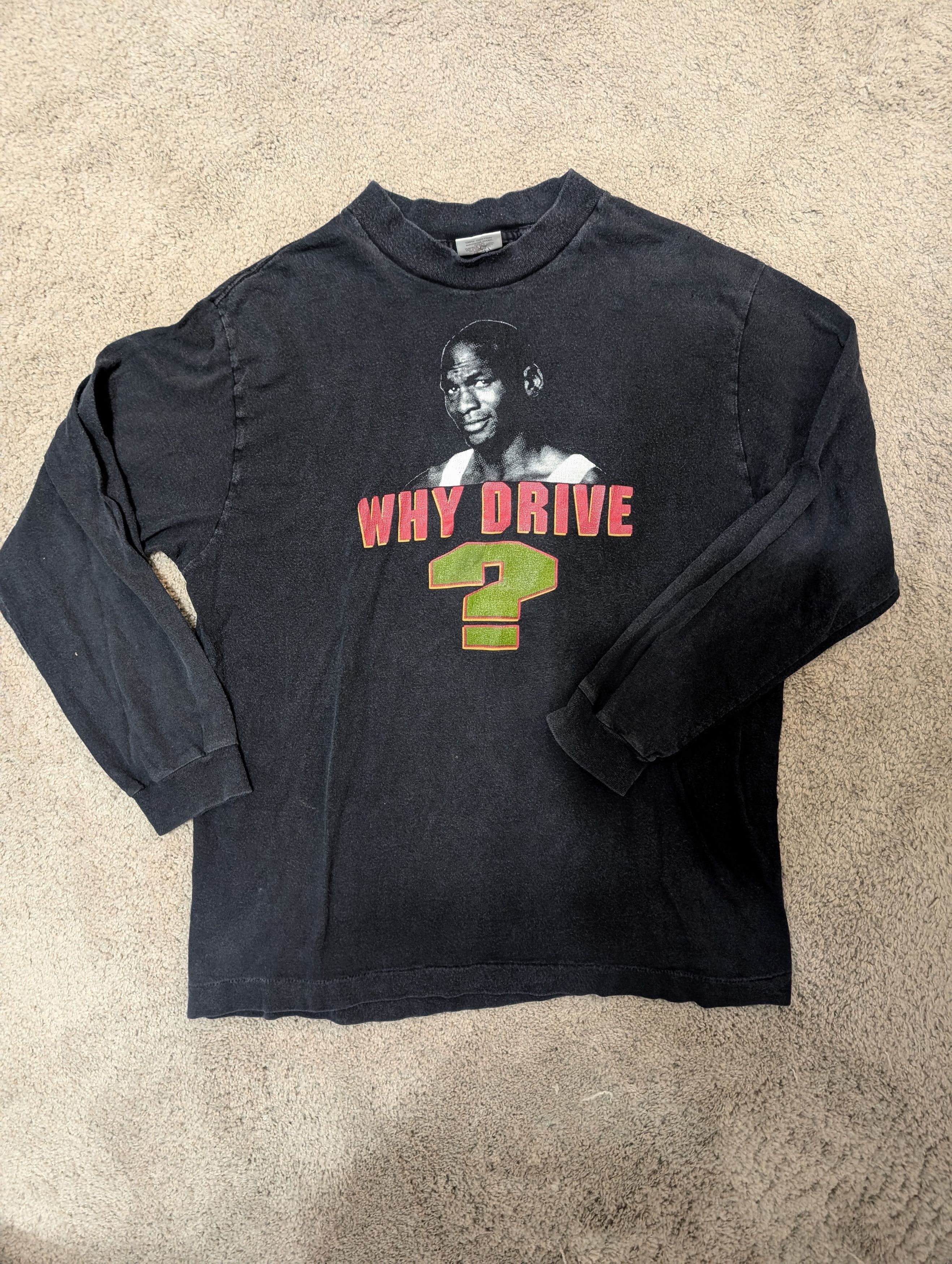 Jordan Brand × Nike Vintage Nike Micheal Jordan "Why Drive?" Tee Size US L / EU 52-54 / 3 - 1 Thumbnail