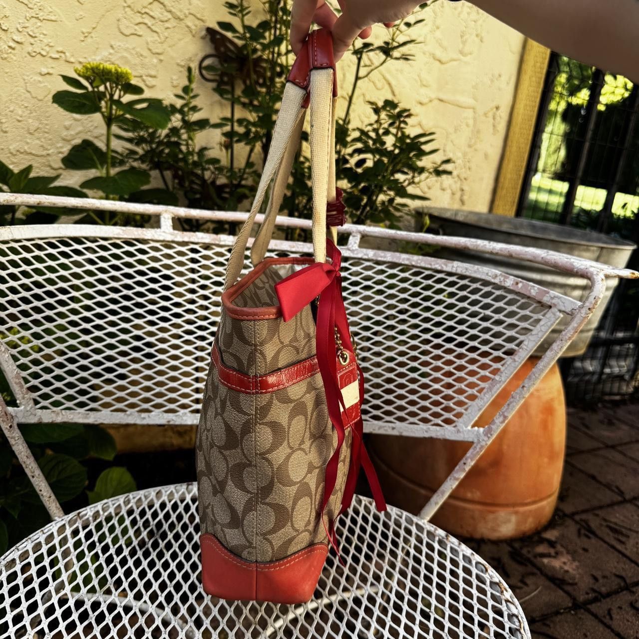 Coach Y2K Coach Red & Tan Monogramed Mini Tote Size ONE SIZE - 4 Thumbnail