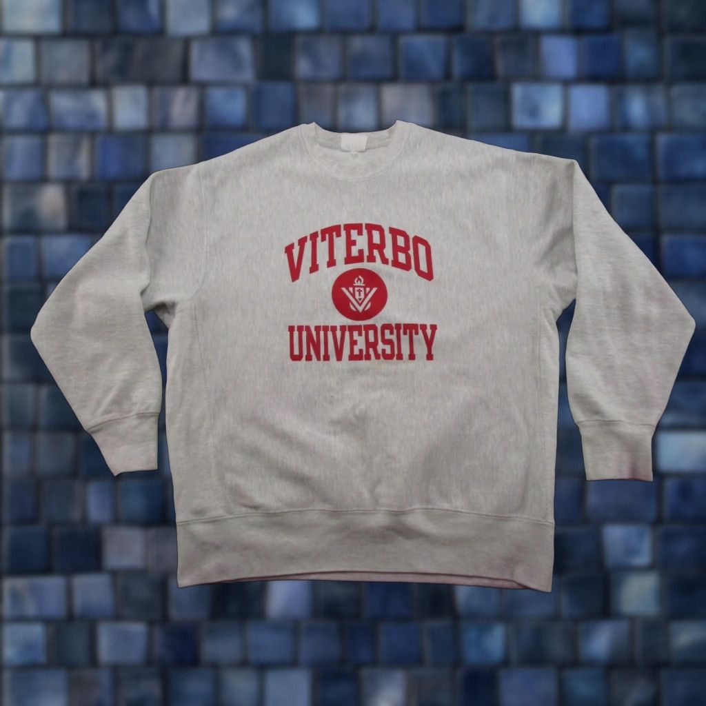Champion VINTAGE Champion Reverse Weave Viterbo University Sweatshirt XL Gray Men Pullover Crew Neck Reversible Sports University All Seasons Pattern: Solid Size US XL / EU 56 / 4 - 1 Thumbnail