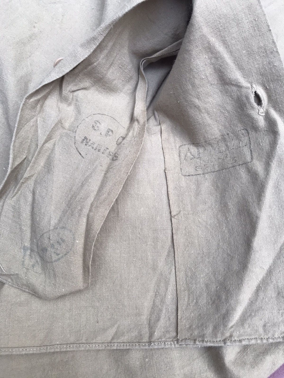 Other FRENCH ARMY 50s ARMY OFFICER BUTTON UP, HEMP COTTON BLEND Size US M / EU 48-50 / 2 - 12 Thumbnail