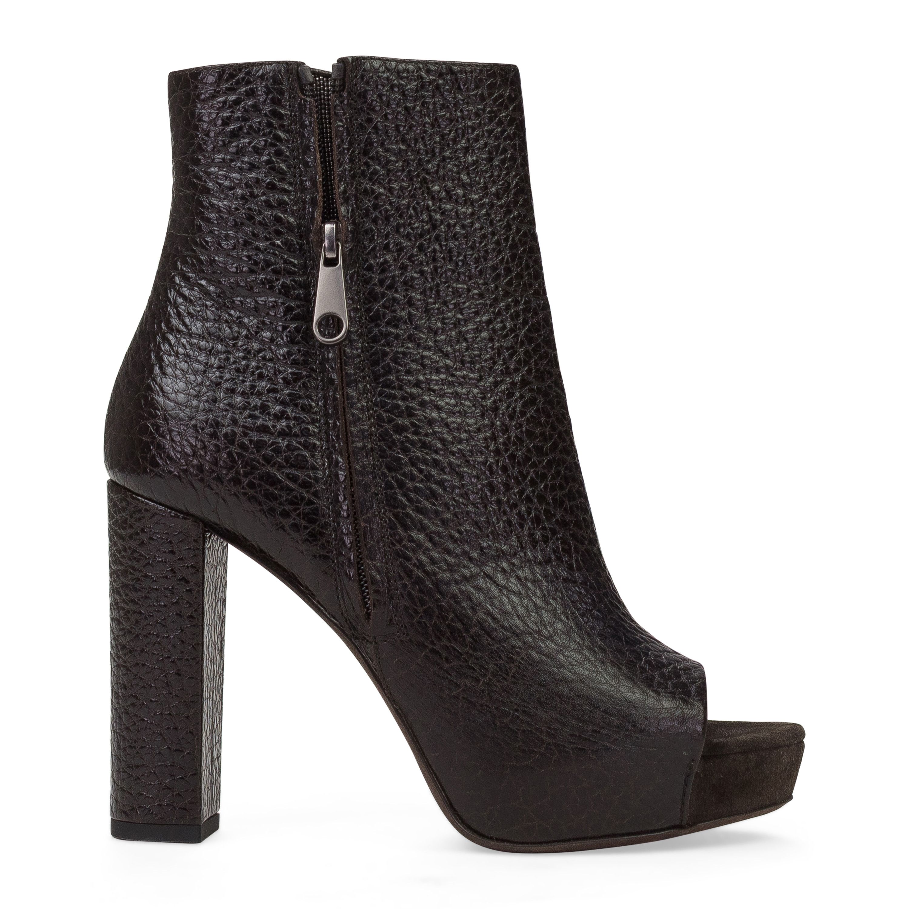 BROWN PEEP TOE HEELED BOOTS SIZE 38.5