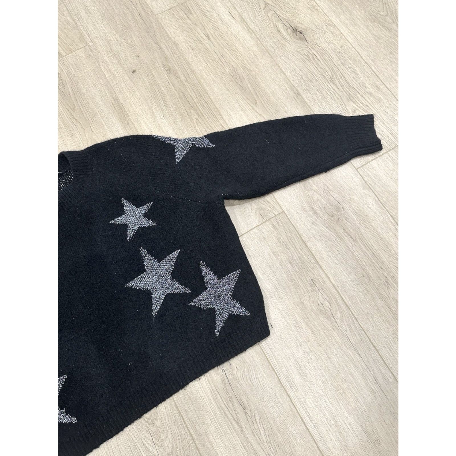 Allsaints VINTAGE AllSaints Star Jumper Sweater Women XS Black Silver Wool Alpaca Metallic Cozy Size 26" / US 2 / IT 38 - 2 Thumbnail