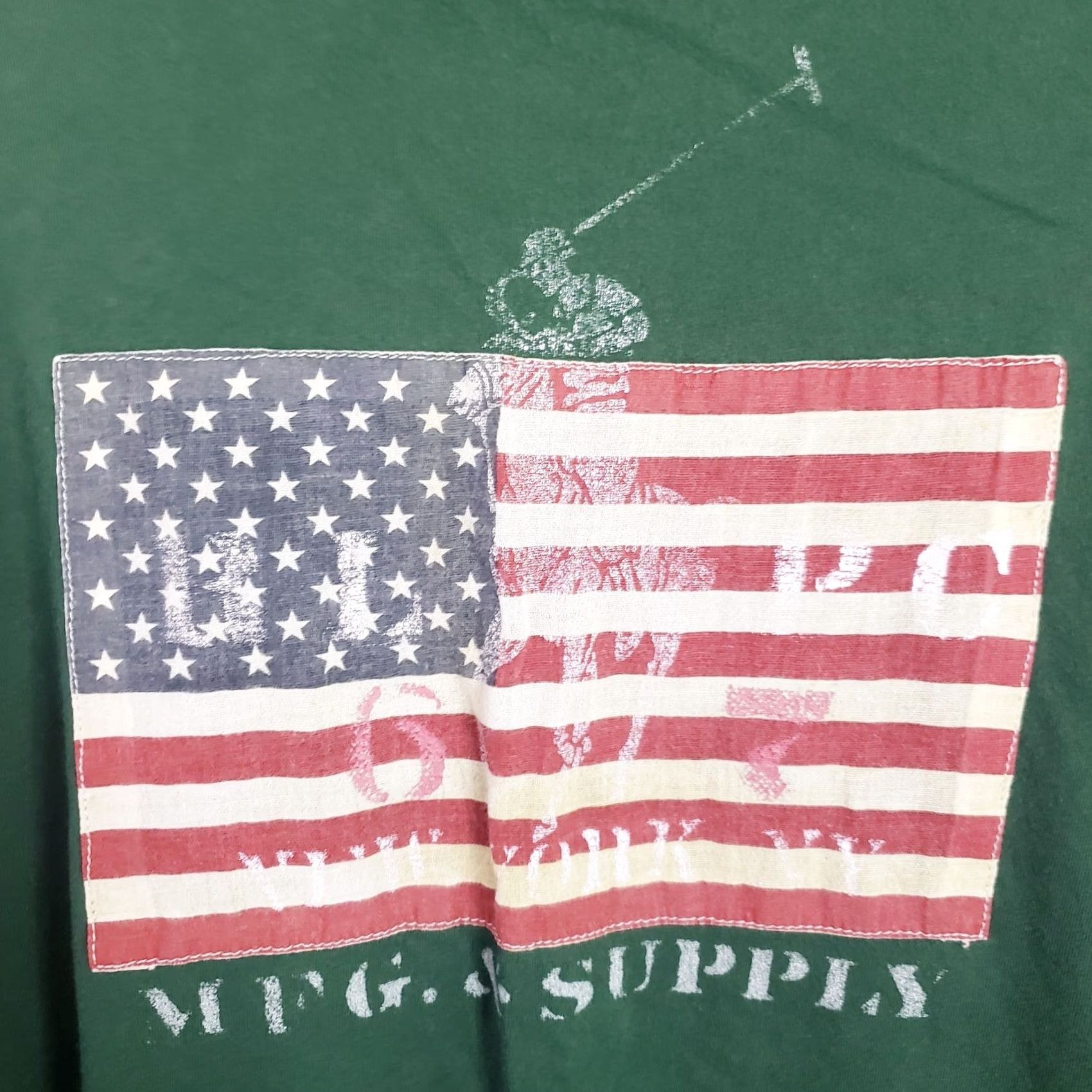 Polo Ralph Lauren VINTAGE Polo Ralph Lauren T-Shirt LONG SLEEVE Crewneck Sewn American Flag Green Size L Mens Size US L / EU 52-54 / 3 - 4 Thumbnail