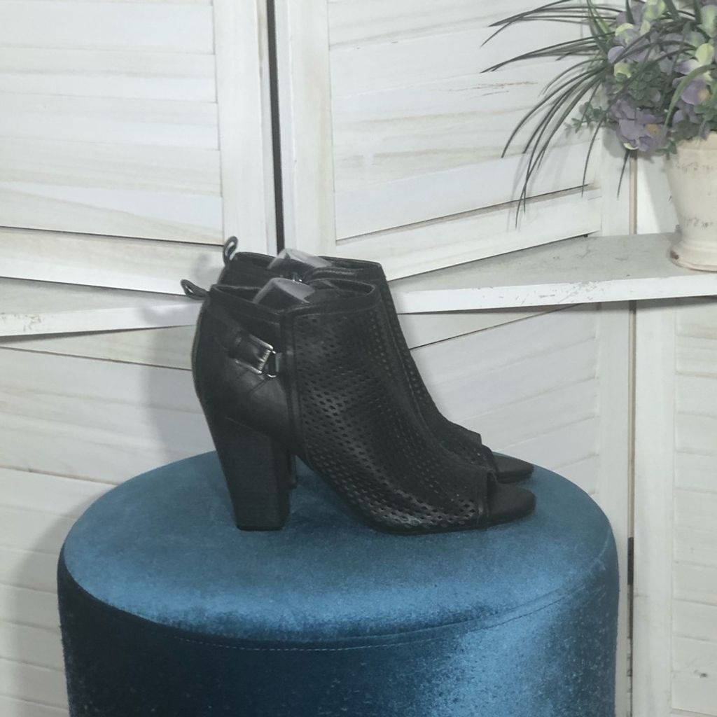 Other black ankle boots mesh texture peep toe buckle decor sz 8.5 Size US 8.5 / IT 38.5 - 9 Thumbnail