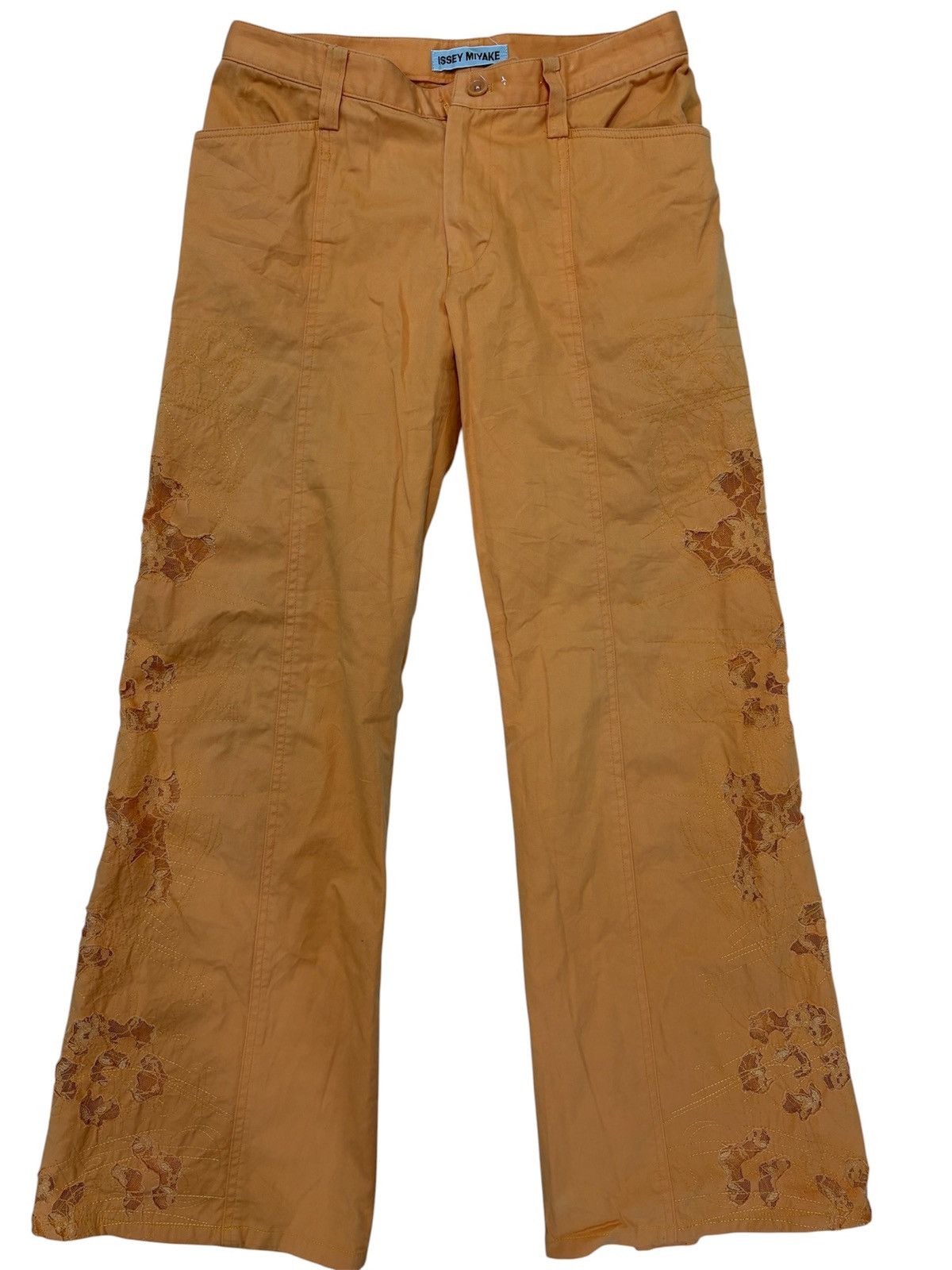 Issey Miyake 🔥 Issey Miyake Floral Distressed Embroidery Wide Leg Pants Size 27" / US 4 / IT 40 - 15 Thumbnail