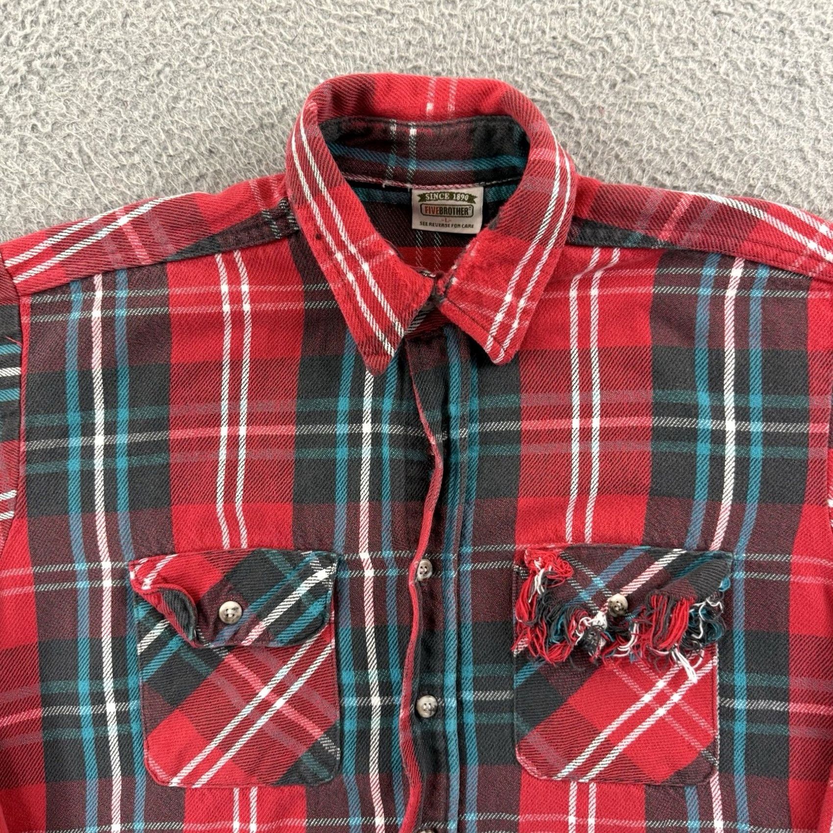 Vintage VINTAGE Five Brother Shirt Men Large Red Plaid Flannel All Cotton 90s Grunge USA Size US L / EU 52-54 / 3 - 3 Thumbnail