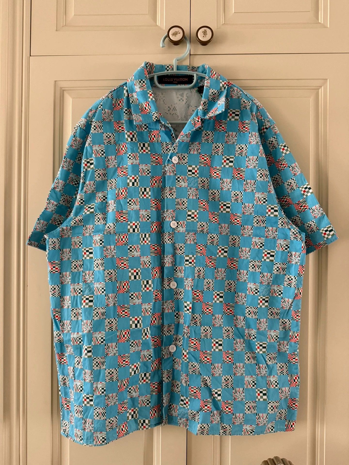 louis vuitton checkerboard short sleeve shirt