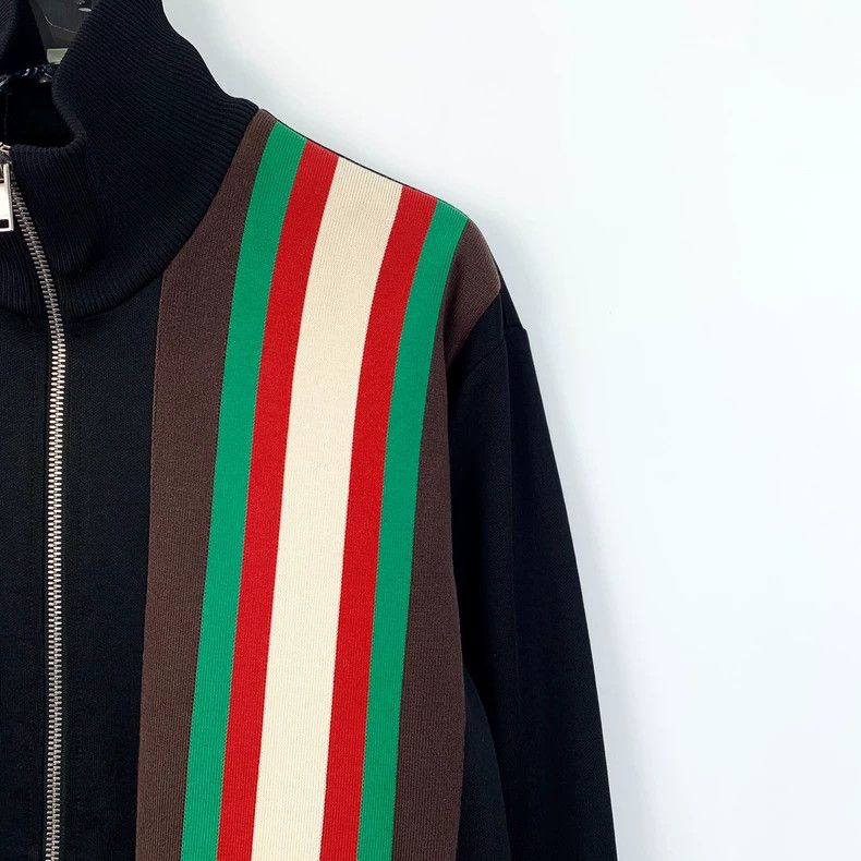 Gucci Gucci Black striped stand-up collar zipper long-sleeved jac Size US XS / EU 42 / 0 - 3 Thumbnail