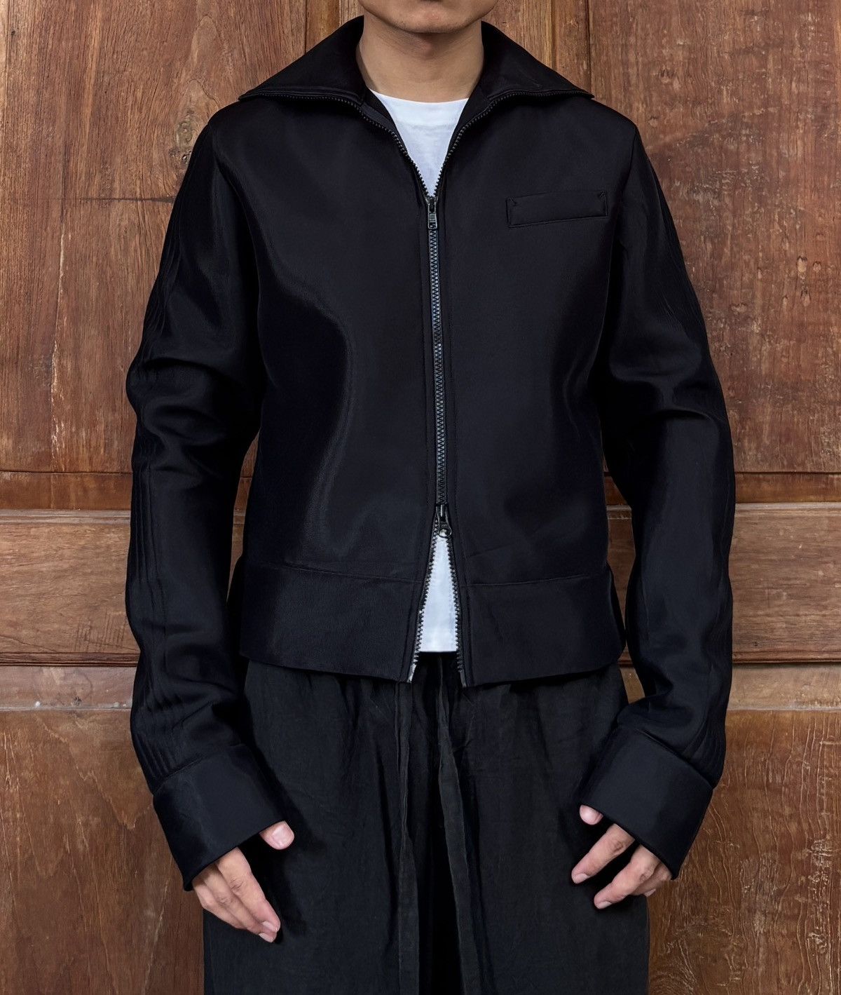Yohji Yamamoto FREE TAX! Polyester One Pocket Biker Jacket - Medium Size US M / EU 48-50 / 2 - 1 Thumbnail