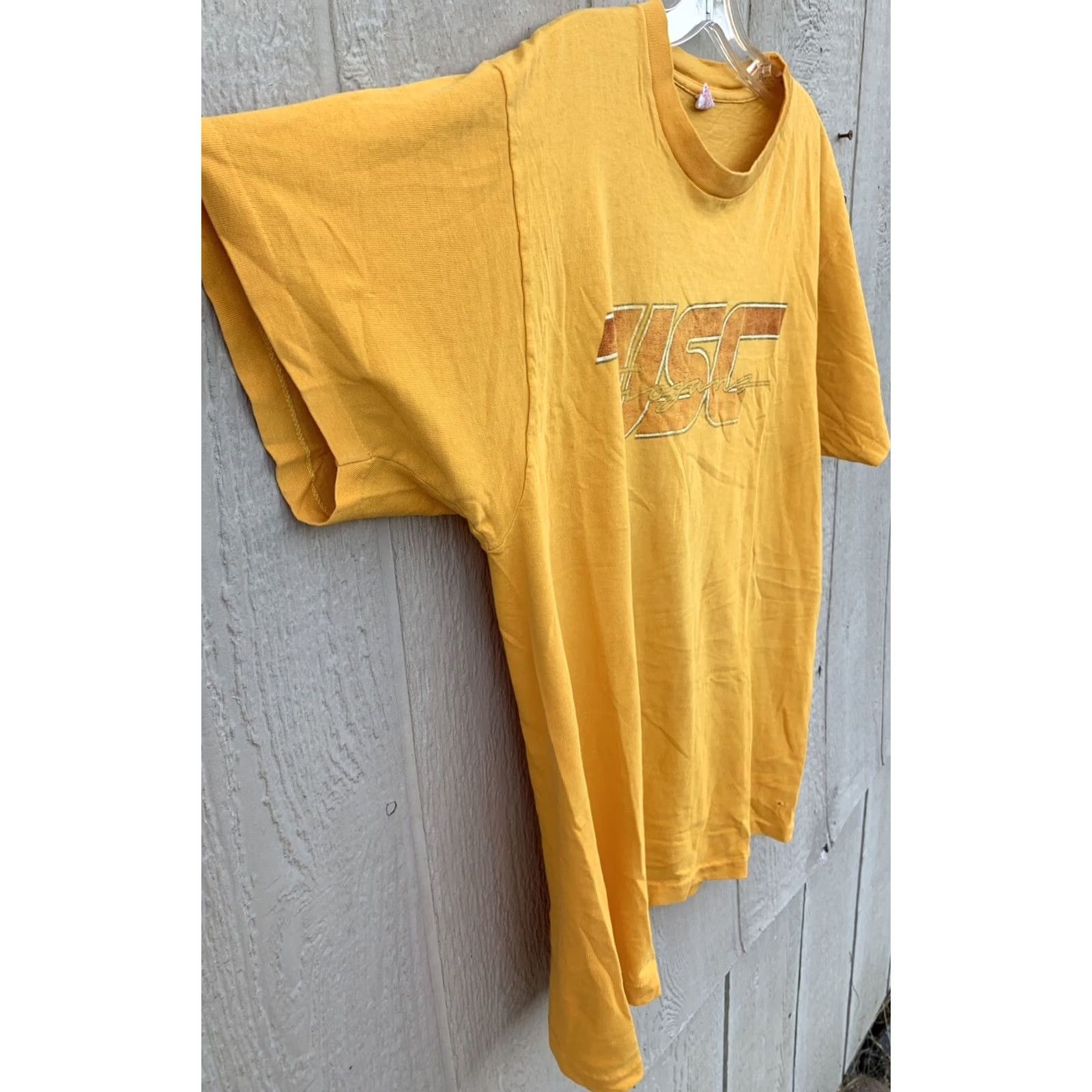 Vintage VINTAGE USC Trojans T Shirt XL Yellow Graphic Tee Mens 70s 80s Collegiate Pacific Cotton Short Sleeve Size US XL / EU 56 / 4 - 4 Thumbnail