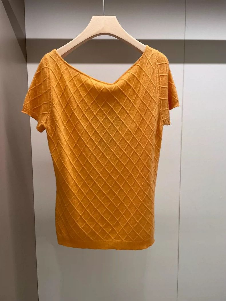 Other LORO PIANA Orange cashmere short sleeve knit T-shirt Size M / US 6-8 / IT 42-44 - 2 Thumbnail