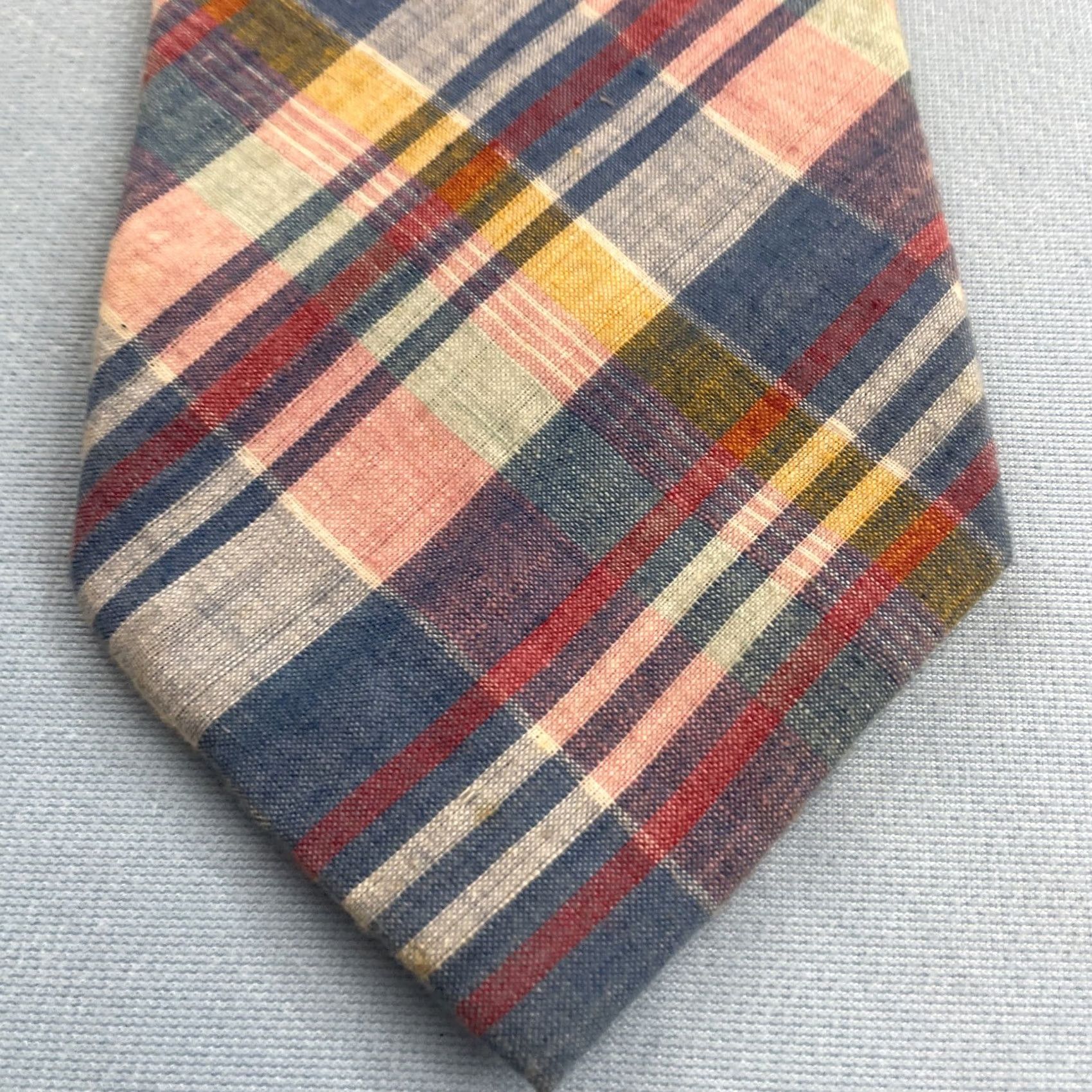 Jos. A. Bank VINTAGE Jos. A Bank Collect Cotton Hand-Made USA Plaid Tie Texture Vtg Necktie 4x58" Cap Size ONE SIZE - 3 Thumbnail