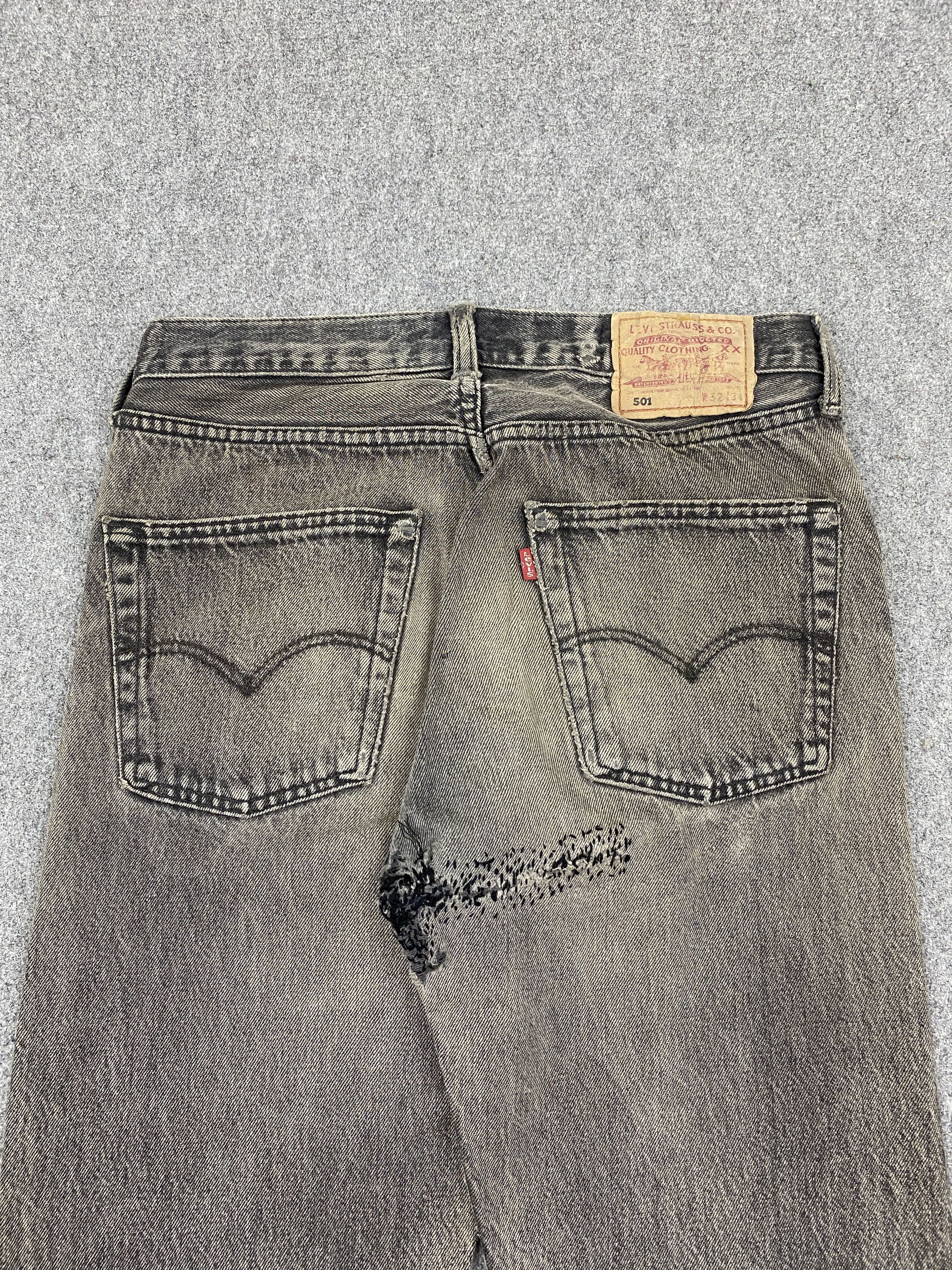 Levi's Vintage Levis 501 Superblack Faded Black Distressed Jeans Size US 30 / EU 46 - 4 Thumbnail