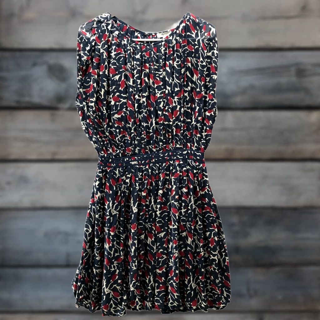 Joie VINTAGE? No. Joie 100% Silk Blouson Dress Womens S Navy Blue Red Floral Sleeveless Dolman Size S / US 4 / IT 40 - 1 Thumbnail