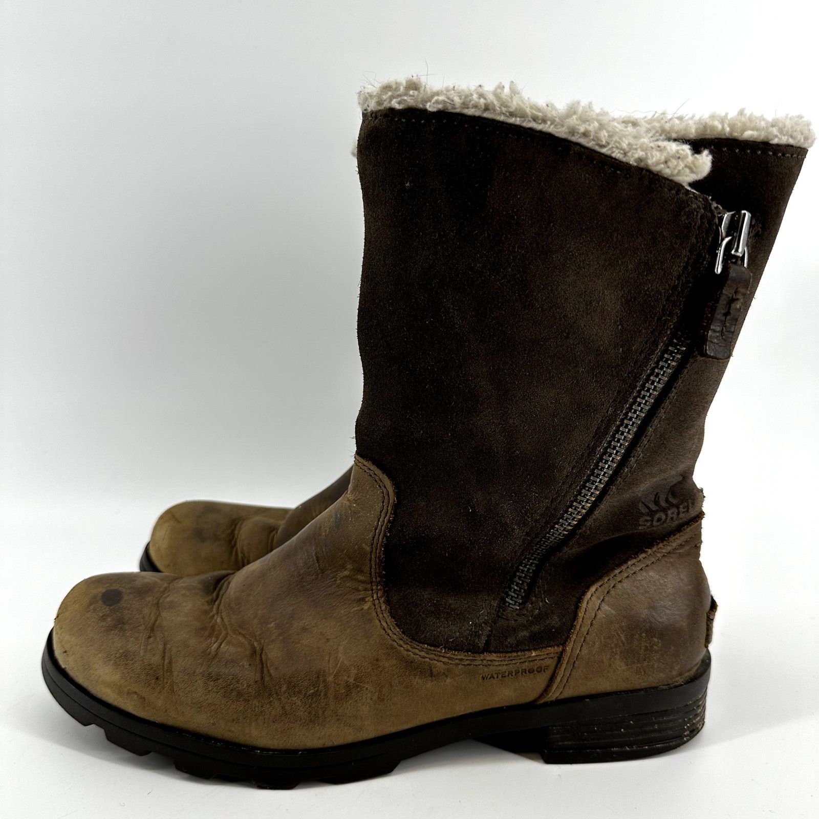 SOREL Sorel Emelie Boots Foldover Winter Leather Shearling Brown 8 Size US 8 / IT 38 - 4 Thumbnail