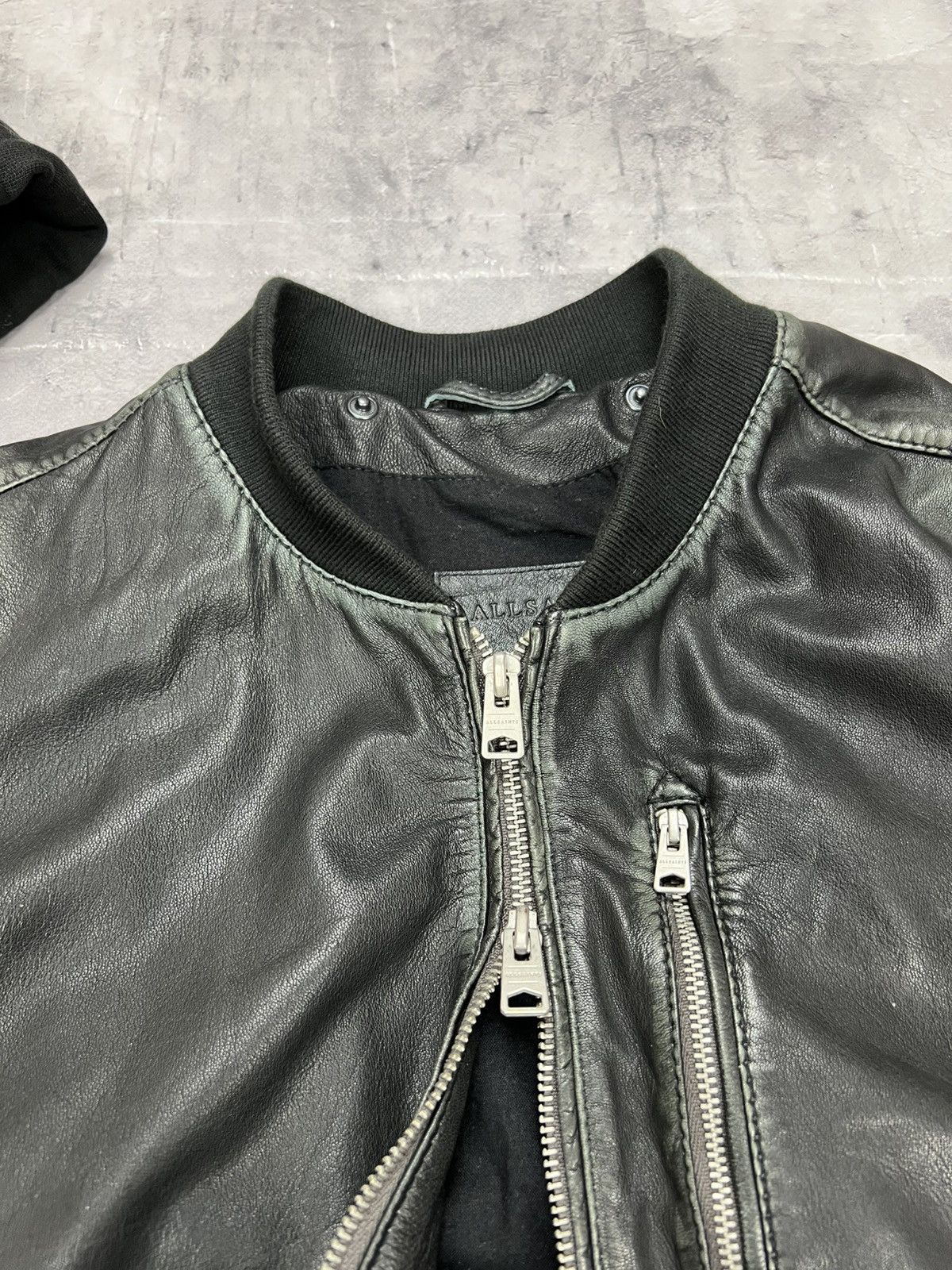 Allsaints ALL SAINTS Leather Jacket Black Biker Bomber Hooded ABBOT L Size US L / EU 52-54 / 3 - 7 Thumbnail
