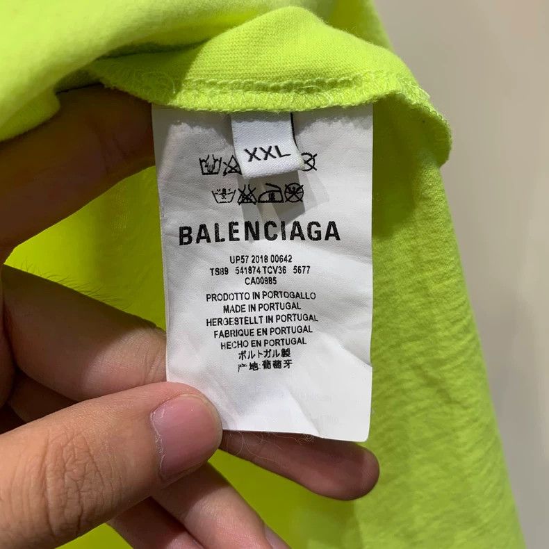 Balenciaga Balenciaga Neon Green Wheat Pattern Short-Sleeve T-Shirt Size US XXL / EU 58 / 5 - 5 Thumbnail