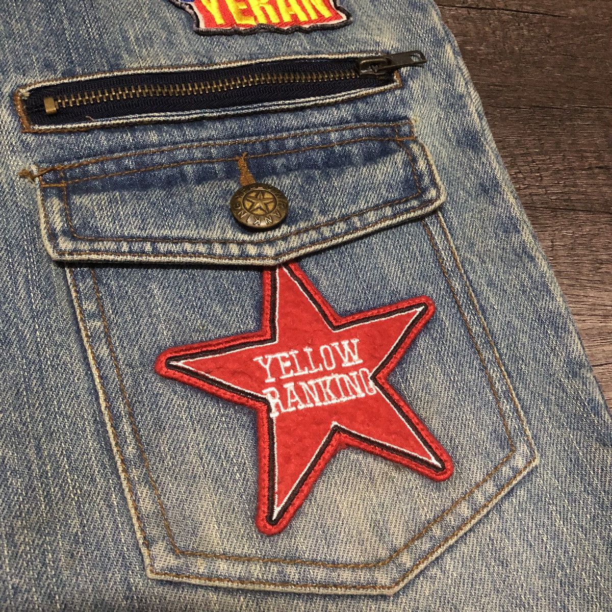 Designer × Hysteric Glamour × Japanese Brand Yellow Ranking Patches Jeans Like Hysteric Glamour Design Size US 31 - 11 Thumbnail